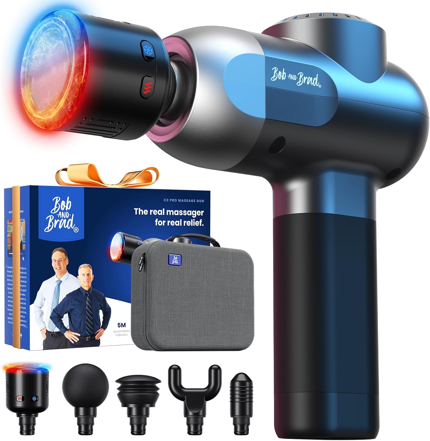 Massagepistole mit Wärme und Kältetherapie, Bob and Brad C2 Pro Tiefengewebsmassagegerät mit Wärme, Professionelles Elektrisches Massagegerät für Zuhause, Fitnessstudio, Erholung, Schmerzlinderung