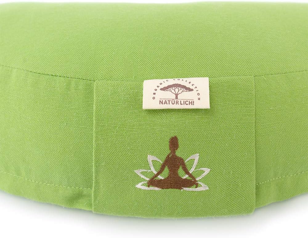 sei Design Halbmond-Yogakissen, Meditationskissen, Yogakissen mit Buchweizenschalenfüllung, Yogablock-Bodenkissen, großes Meditationssitzkissen, 46 x 25 x 10 cm, grün – Bild 7