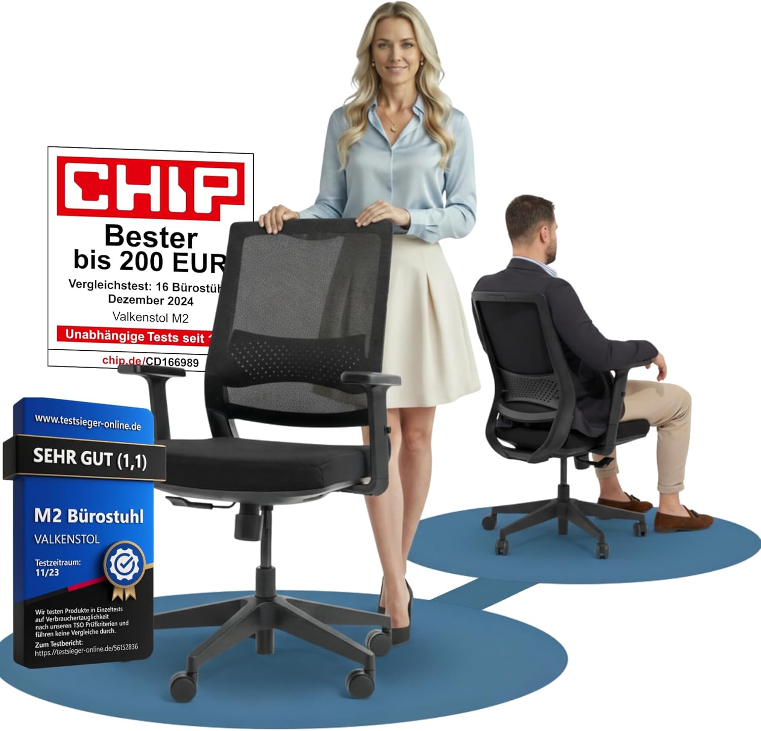 VALKENSTOL M2 Bürostuhl, ergonomischer Testsieger, verstellbar für maximale Bewegungsfreiheit, rückenschonende Bürostühle, Lordosenstütze, Schreibtischstuhl für Büro und Home-Office-Stuhl – Bild 8