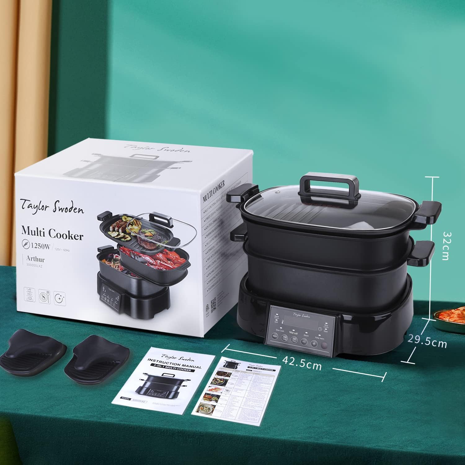 Taylor Swoden Arthur Dampfgarer mit Timer, Ultrakompakter Dampfgarer mit 3 Schlitzen, BPA-frei, programmierbar, voreingestellte Programme, Warmhaltefunktion, 6 l, 1250 W – Bild 10