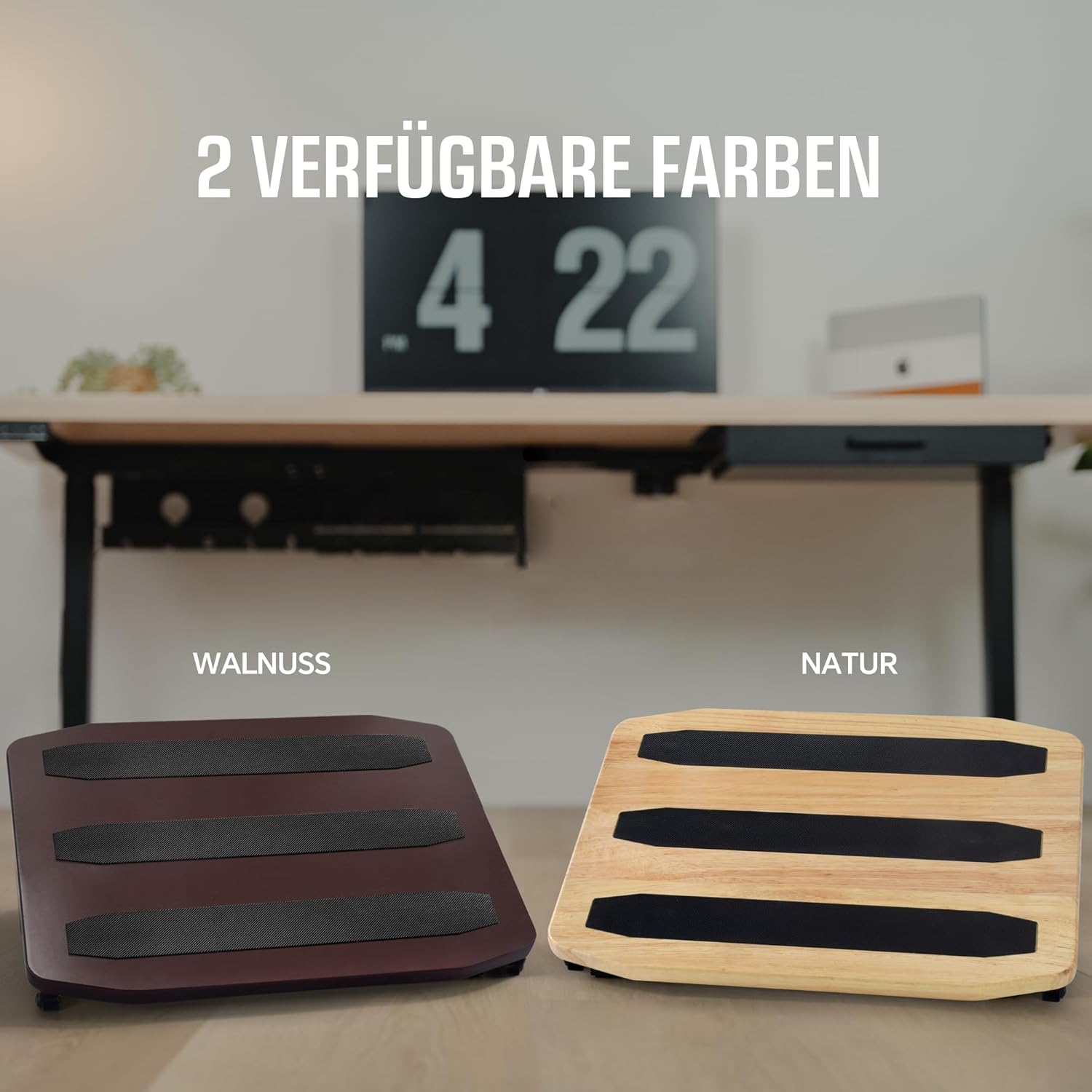 Verstellbare Fußstütze für den Schreibtisch, ergonomischer Fußhocker aus Holz, unter dem Schreibtisch, Fußhocker – 7 verstellbare Winkel, Holz-Schreibtisch-Fußstütze mit rutschfester Matte (Naturholz) – Bild 9