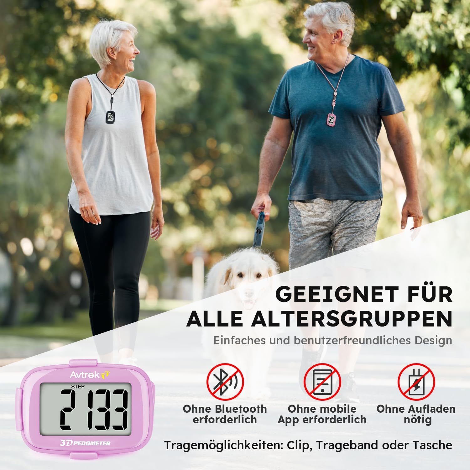 AVTREK Präziser 3D-Schrittzähler, Mini-Schrittzähler zum Gehen oder Laufen im Freien, Wanderaktivitäten – Bild 4