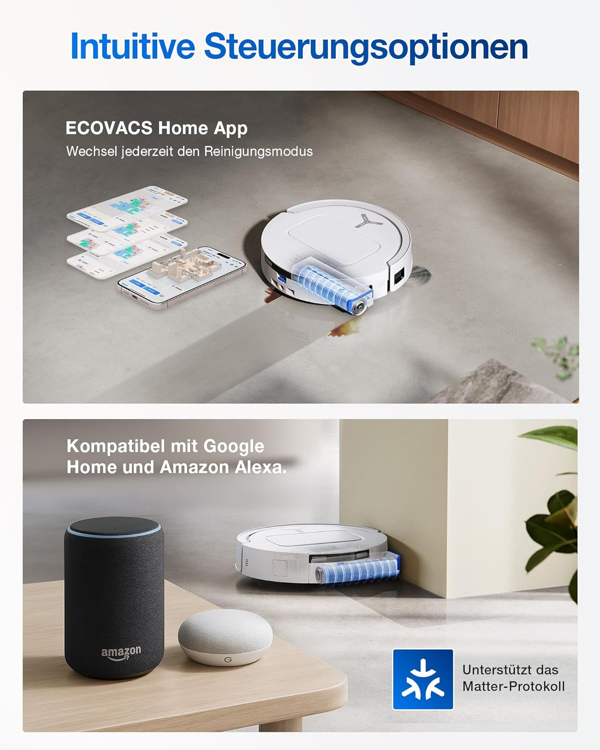 ECOVACS Deebot T80 Omni Roboterstaubsauger mit Wischfunktion, 18.000 Pa, OZMO Roller Wischwalze mit kontinuierlicher Frischwasser-Selbstreinigung, ZeroTangle 3.0, Wischwäsche mit 40–75 °C heißem Wasser, Weiß – Bild 8