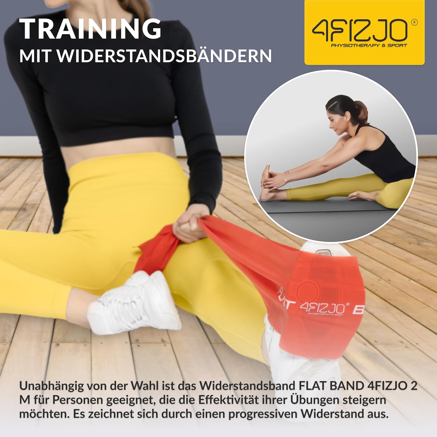 4FIZJO Latex Fitnessband 2M Widerstandsbänder Krafttraining Calisthenics-Ausrüstung Trainingsband für Yoga Gymnastikband Rehabilitationsband – Bild 5