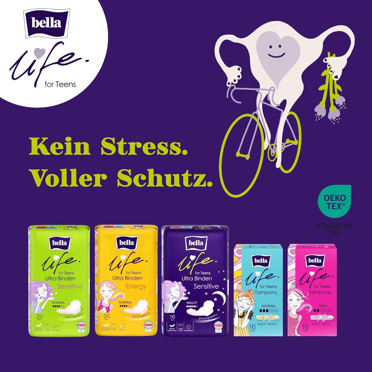 bella For Teens Tampons Mini im 5er Pack (5 x 16 Stück) | Dermatest: Ausgezeichnet | Saugfähige und bequeme Tampons für die erste Periode | Leicht zu öffnen für Jugendliche mit Easy Twist – Bild 9