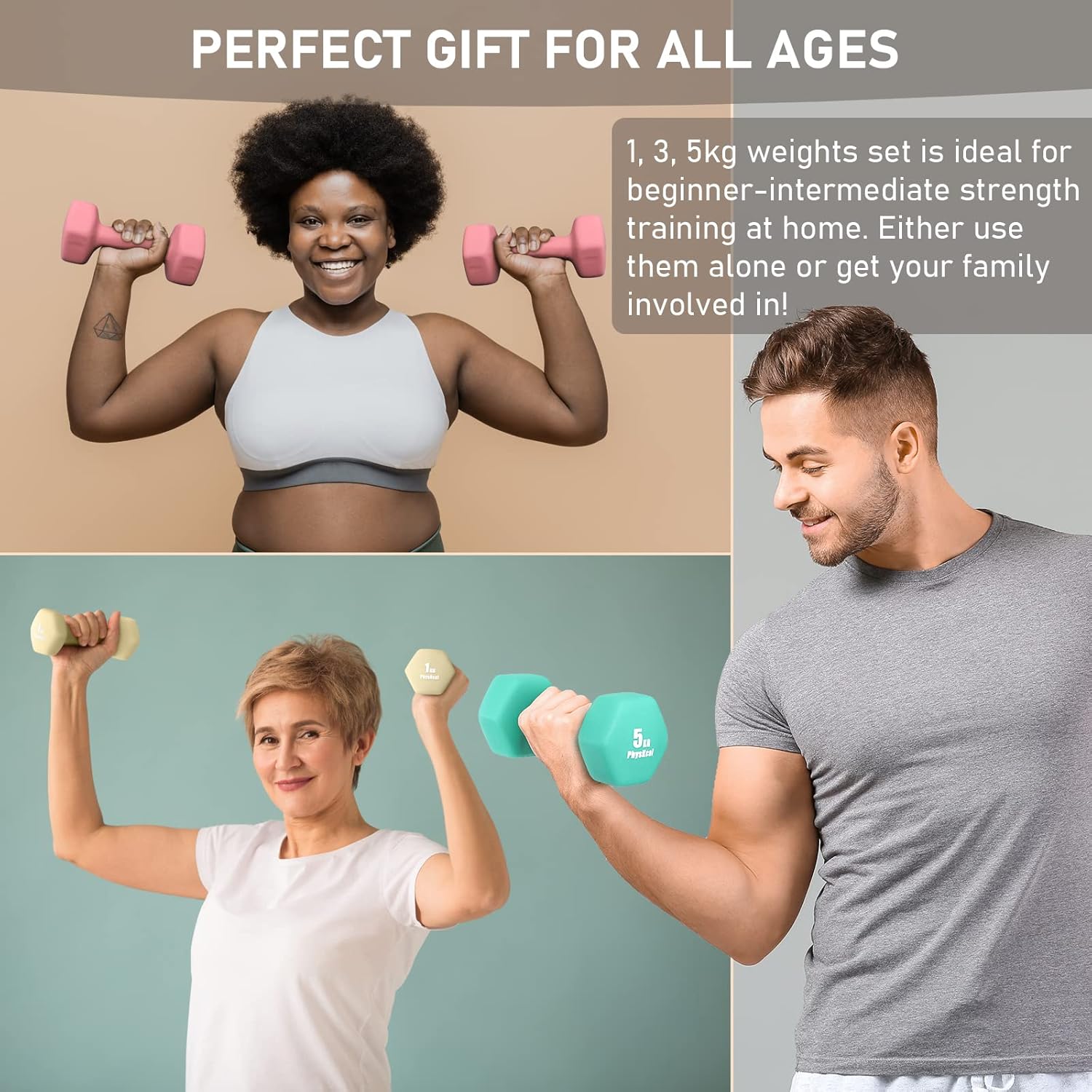 PhysKcal Hantel-Set, Hantel-Set und Aufbewahrungsständer für Heimtraining, Fitnessstudio – Bild 7