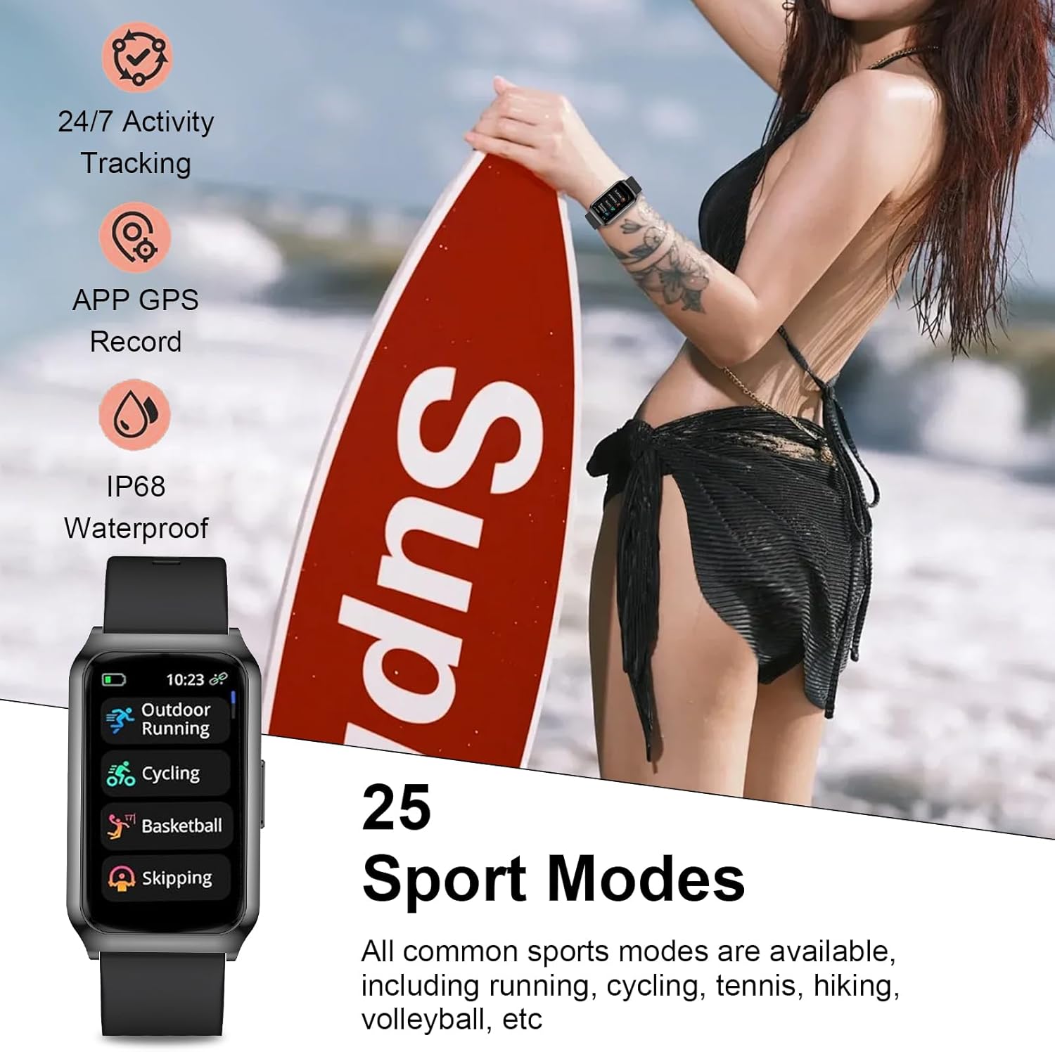 Smartwatch Herren Damen 1,47 Zoll Fitness-Tracker mit Herzfrequenzmesser, SpO2-Schlafmonitor, 25 Sportmodi, Aluminiumgehäuse in Schwarz, Ultra-Akkulaufzeit, wasserdichte IP68-Sportuhr für iOS Android – Bild 4