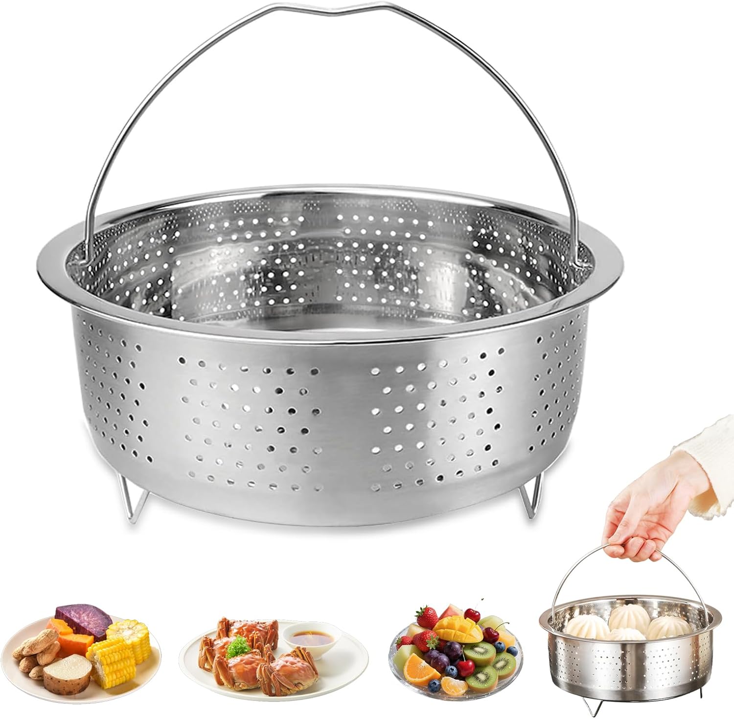 Dampfgareinsatz aus Edelstahl 304, 22 cm, Dampfgareinsatz für Topf, Siebeinsatz für Töpfe für Töpfe, Dampfgareinsatz für Töpfe, Kochtöpfe, Dampftopf, Schnellkochtopf, Dämpfen von Gemüse und Früchten