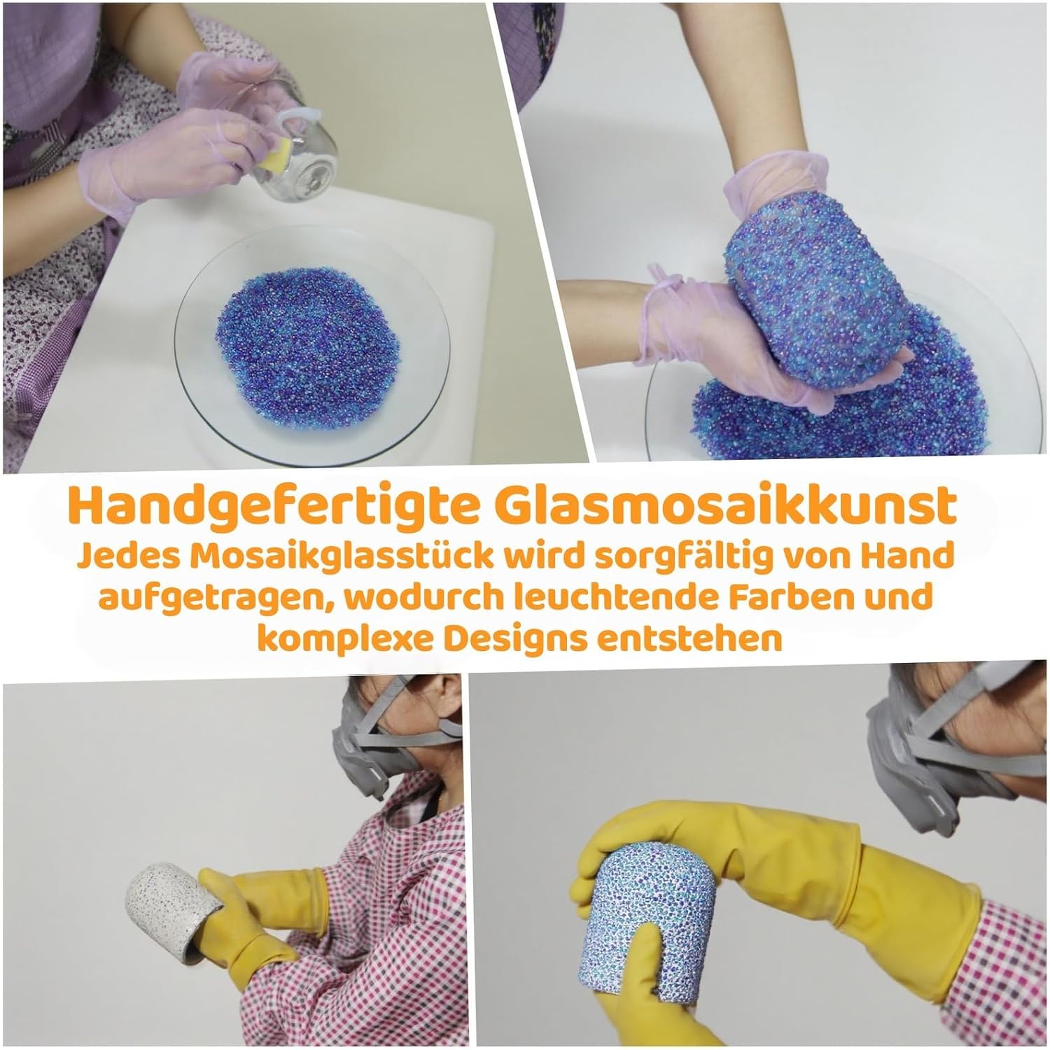 VOREEN Aromadiffusor mit manuell aufgeklebtem Mosaikglas, Ultraschall-Duftvernebler für ätherische Öle mit LED-Licht & Timer, Raumduftdiffusor für Schlafzimmer, Büro – Bild 6