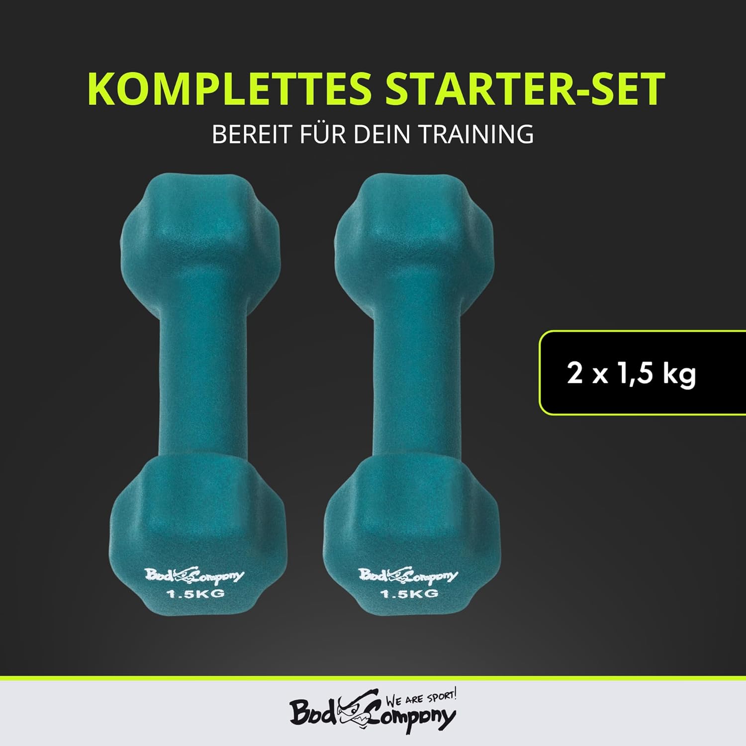 Bad Company Neopren-Hanteln 0,5 kg bis 5 kg farbig I kleine Hantel gummiert für Fitness Gymnastik Aerobic Home Gym Hanteln für Damen Herren I Hanteln – Bild 5