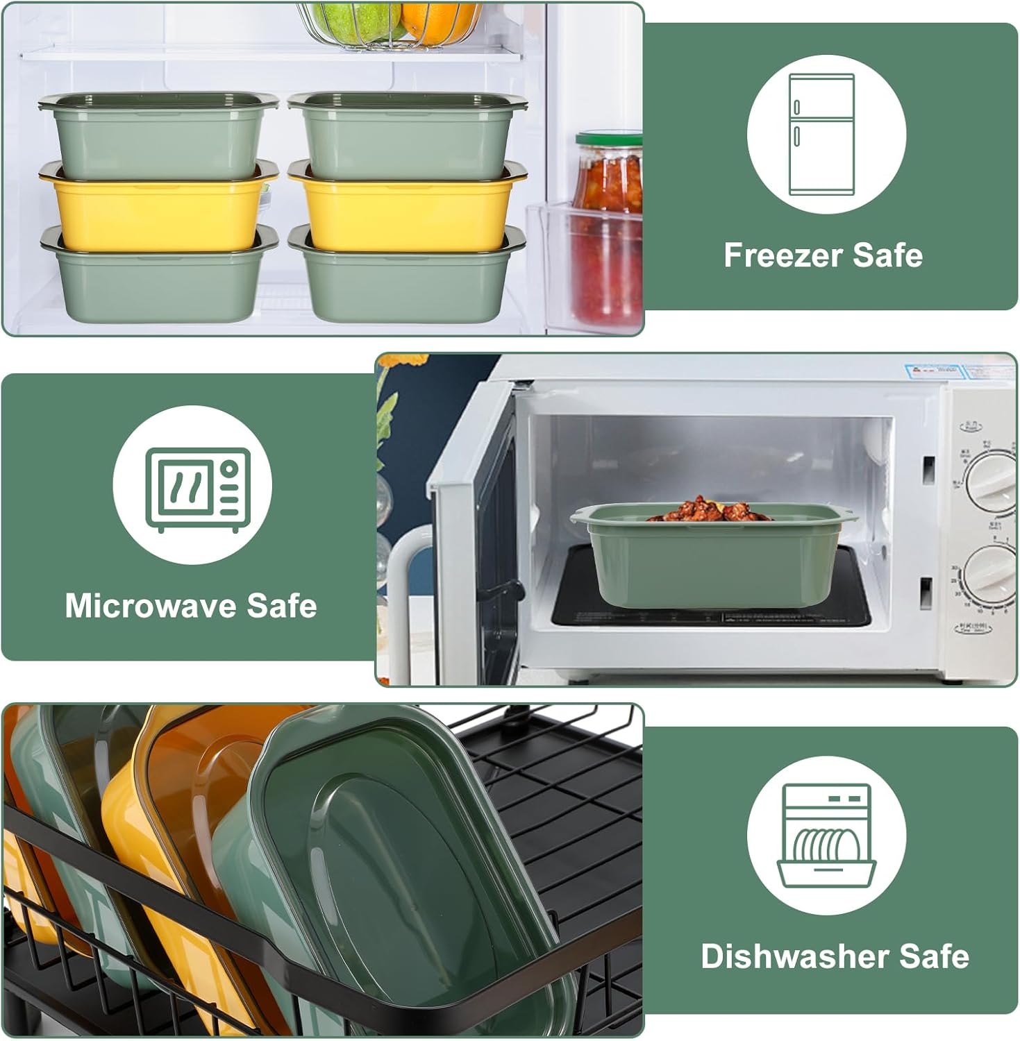 VINATO Frischhaltedosen mit Deckel 10er Set - 500 ml Gefrierbehälter aus BPA-freiem PP, stapelbare Vorratsdosen mit Deckel, mikrowellen- & gefriergeeignet – Bild 5