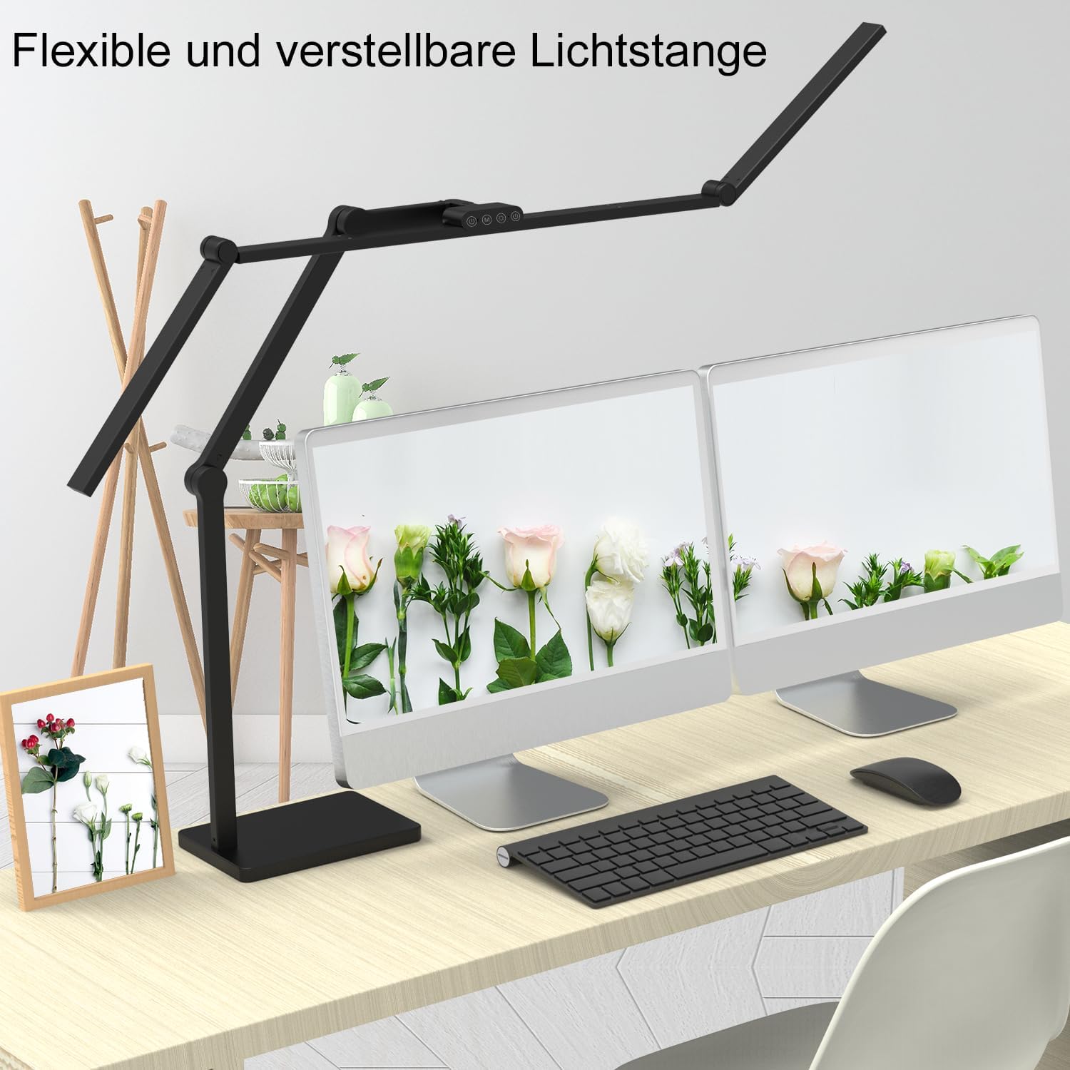 EPABINA Die 36W 3000 Lumen Schreibtischlampe mit Sockel, LED Dimmbar Tageslichtlampe, Drehbare Tischlampe, 120cm Monitor Lampe mit Automatischer Beleuchtung für Zeichnen – Bild 6