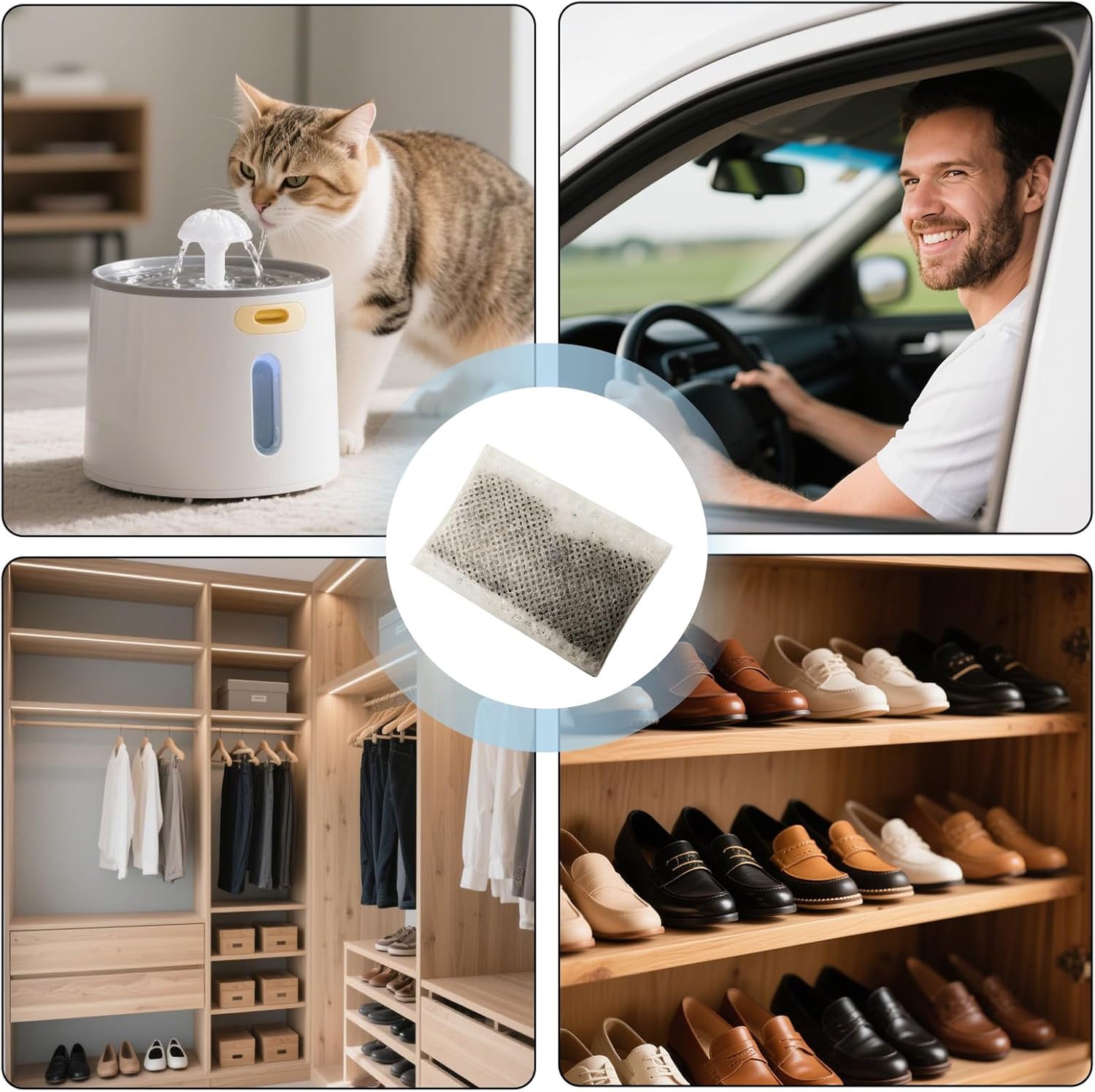 50 Stück Aktivkohle-Wasserfilter für Brennerei, Aktivkohle, Kohlefilter, Mehrzweck-Kohlenstoff-Geruchsabsorber, natürlicher Lufterfrischer für Zuhause, Auto, Schrank, Keller, Haustiere – Bild 5