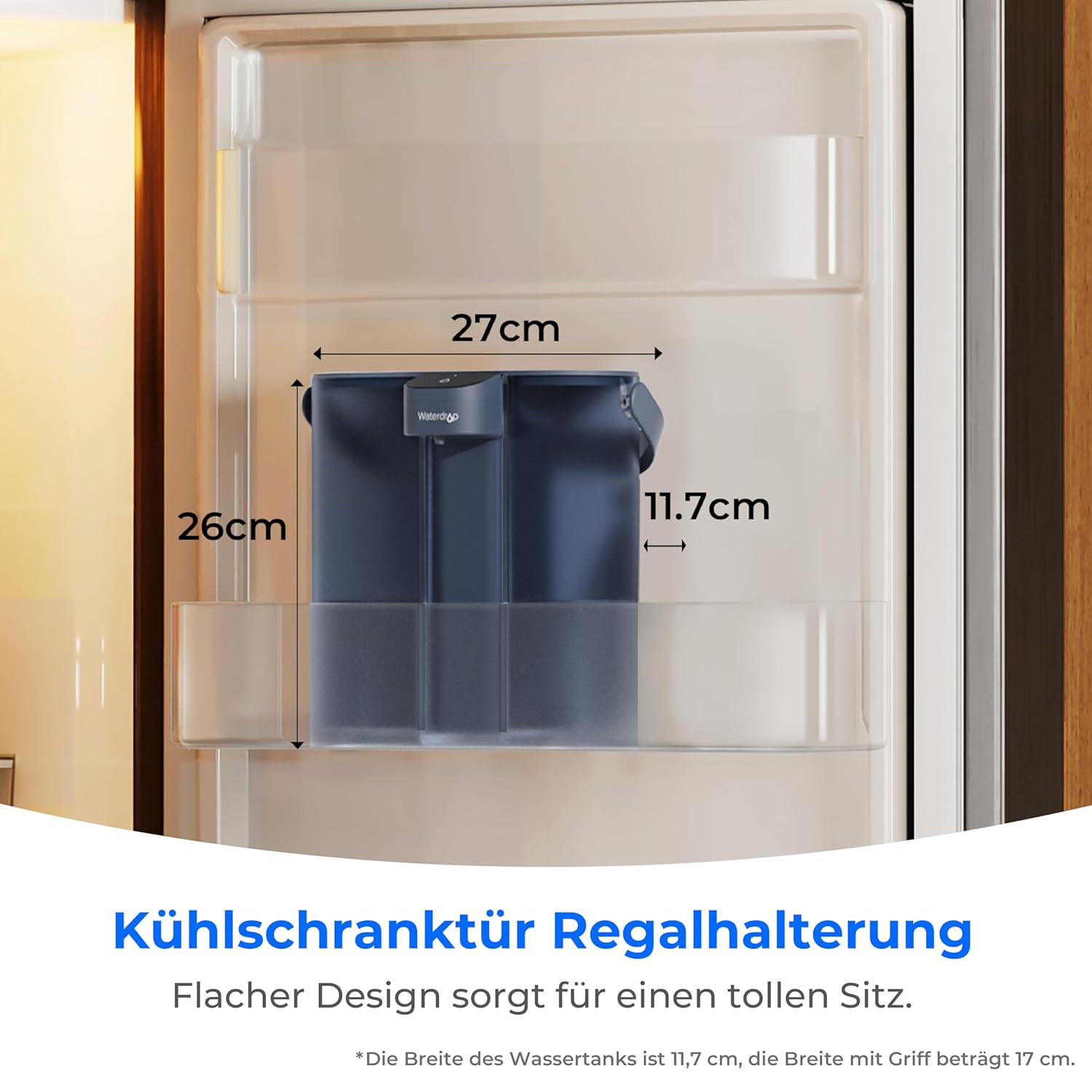 Waterdrop Kompakter sofortiger elektrischer Wasserfilterkrug mit 3-Monats-Filter, Wasserfilterkrüge für die Arbeitsplatte, reduziert Chlor, Blei, Quecksilber, PFAS, PFOA/PFOS, 757 Liter, blau – Bild 3
