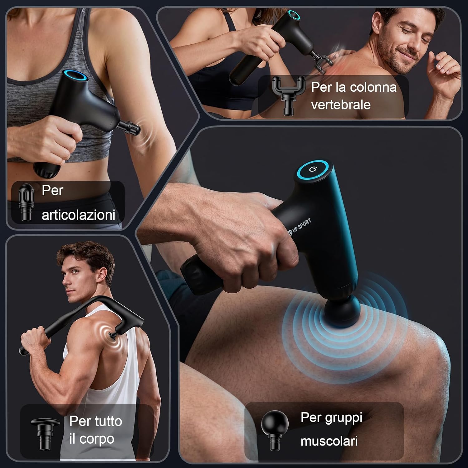 Vatertagsgeschenk:50cm Massagepistole Rücken für Volle Reichweite&Deep Tissue Massagegerät gegen Verspannungen,3-Stufiges Gehäuse,7kg Kraft Turbo-Perkussion,4 Köpfe,Leise,USB-C Schnelllade – Bild 9