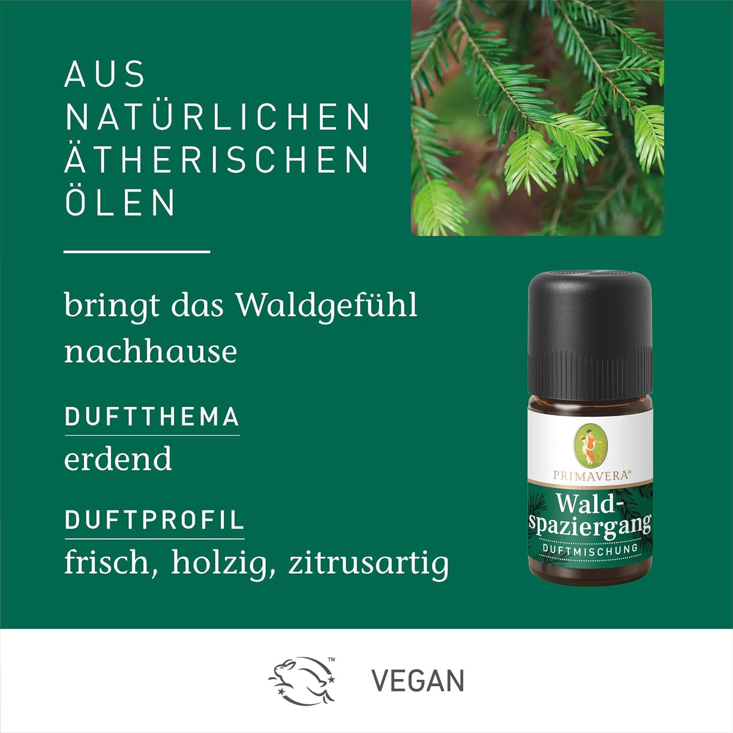 PRIMAVERA Duftmischung Waldspaziergang 5 ml – Riesentanne, Fichtennadeln und Vetiver – Aromaöl, Duftöl, ätherische Öl-Aromatherapie – belebend, revitalisierend – vegan – Bild 2