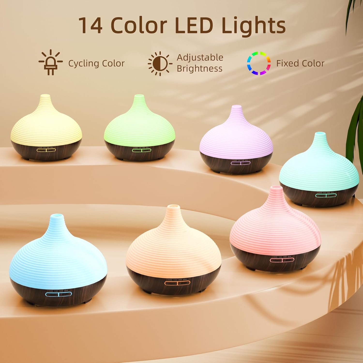 ASAKUKI Aroma-Diffusor 300 ml für Duftöle, Premium-Ultraschall-Luftbefeuchter, Aromatherapie-Öle-Diffusor mit 7 farbigen LED-Lichtern, BPA-frei, Schlafzimmer, Büro, Spa, Geschenk – Bild 3