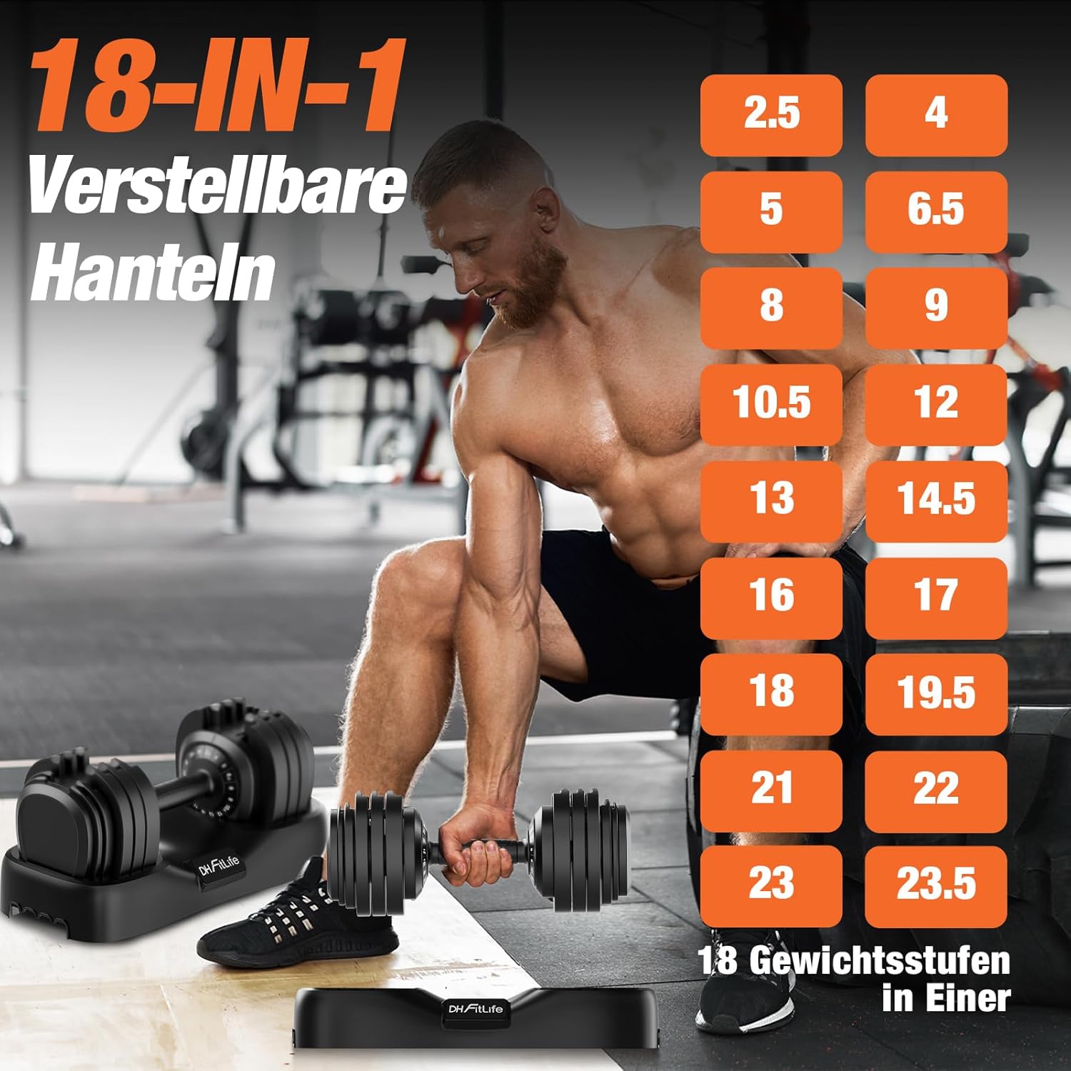 DH FitLife 2026 Neu Hantel Set – Verstellbare Kurzhanteln 2,5 bis 25 KG mit 18 Gewichtsstufen | Hantelset Kurzhantel mit Gewichten | Hantelset für Männer & Frauen – Bild 2