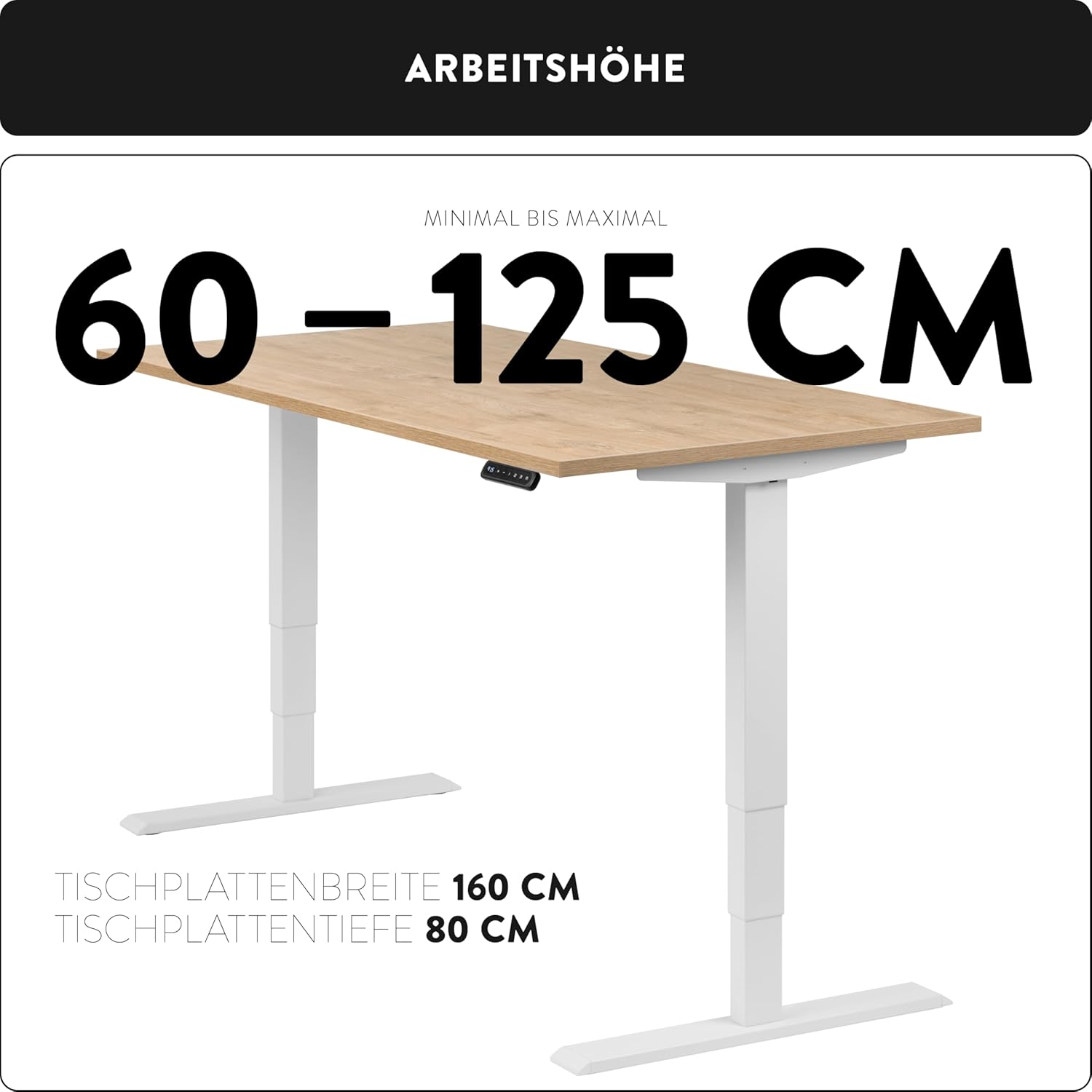 boho office® Homedesk, elektrisch stufenlos höhenverstellbar, silbernes Tischgestell mit Memory-Funktion, inkl. Weiße Tischplatte 120 x 80 cm – Bild 5