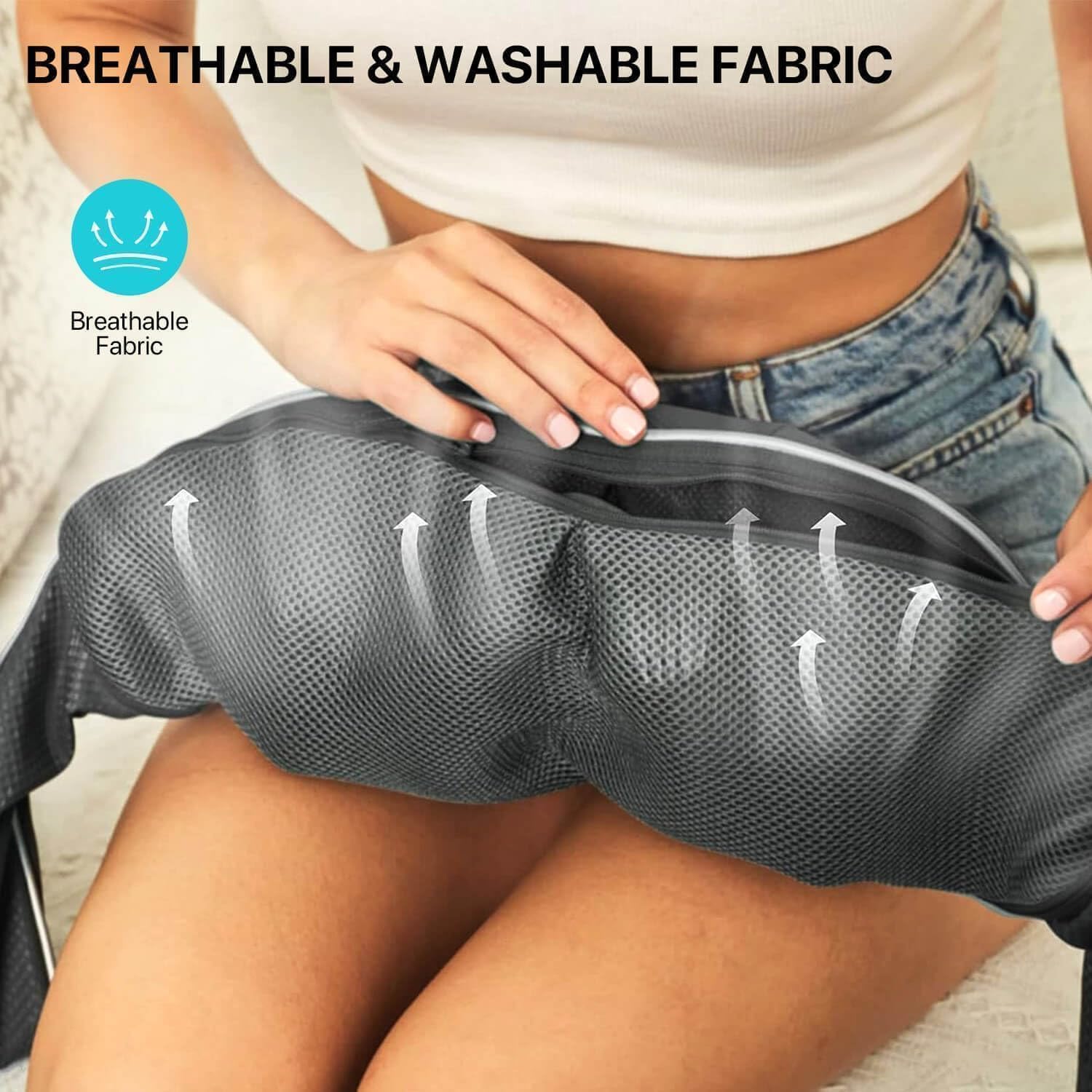 ALLJOY Nackenmassagegerät mit Wärme, 2200 mAh Akku, kabellos, Massagegerät für Nacken, Schulter, Rücken, Shiatsu-Massage mit 20 Minuten Auto-Off & Tasche – Bild 4