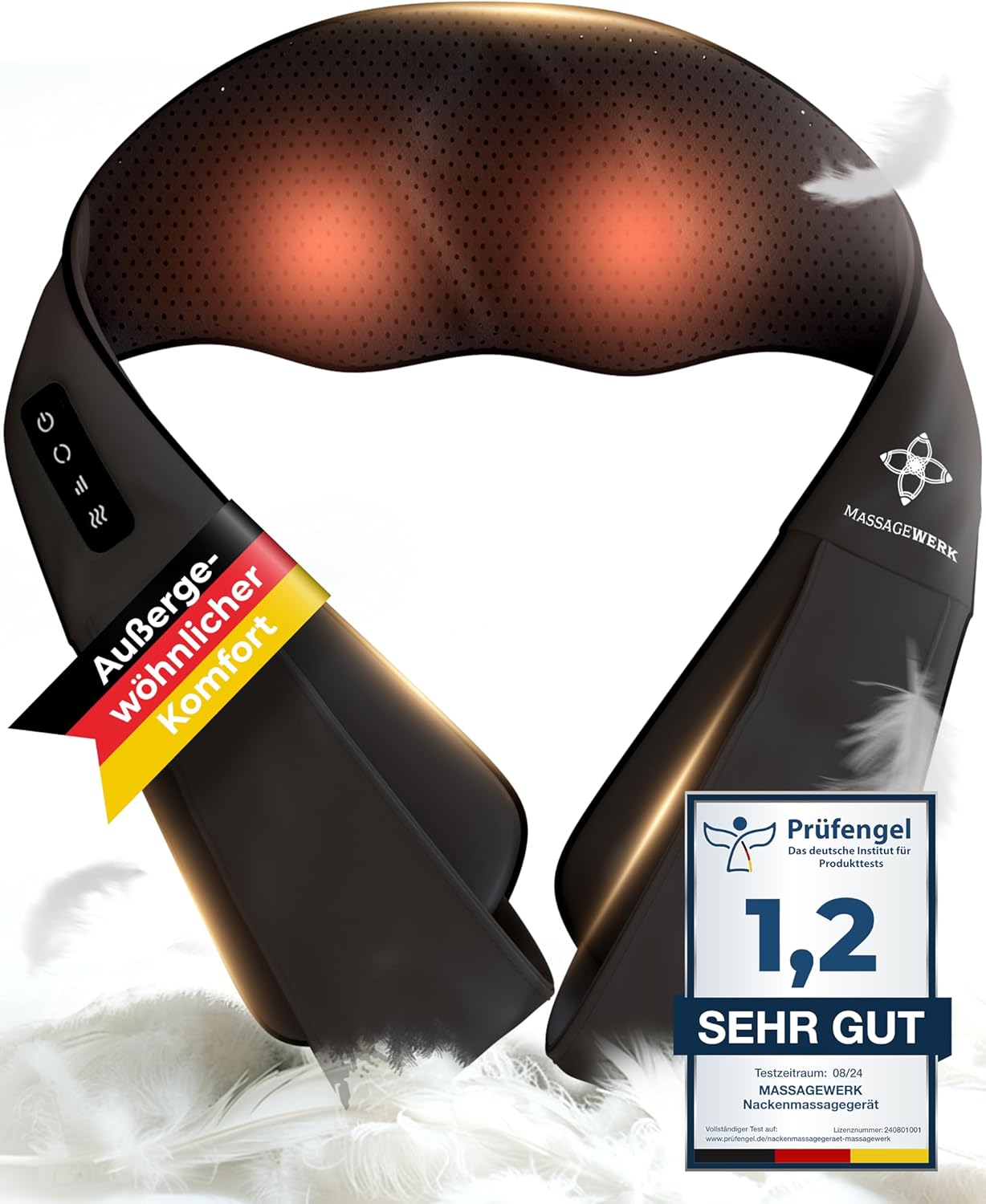 Shiatsu Rücken- und Nackenmassagegerät | Elektrisches Nackenmassagegerät mit Wärmefunktion | Ergonomisch, ideal zur Linderung von Muskelverspannungen und Schmerzen – Bild 9