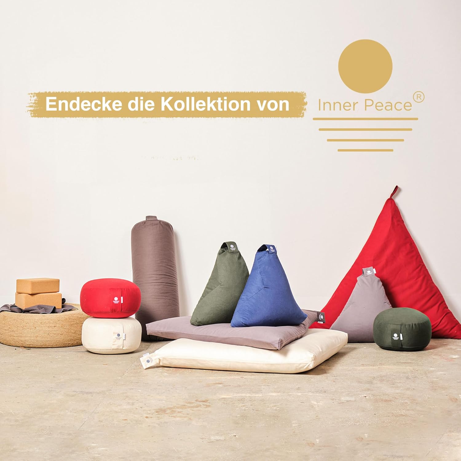 Inner Peace Yogakissen Meditationskissen aus 100 % Bio-Baumwolle und mit Bio-Dinkelspelzfüllung | Yogakissen Rundes Yoga-Sitzkissen, Yogakissen-Meditationskissen, Yoga-Meditationskissen – Bild 7