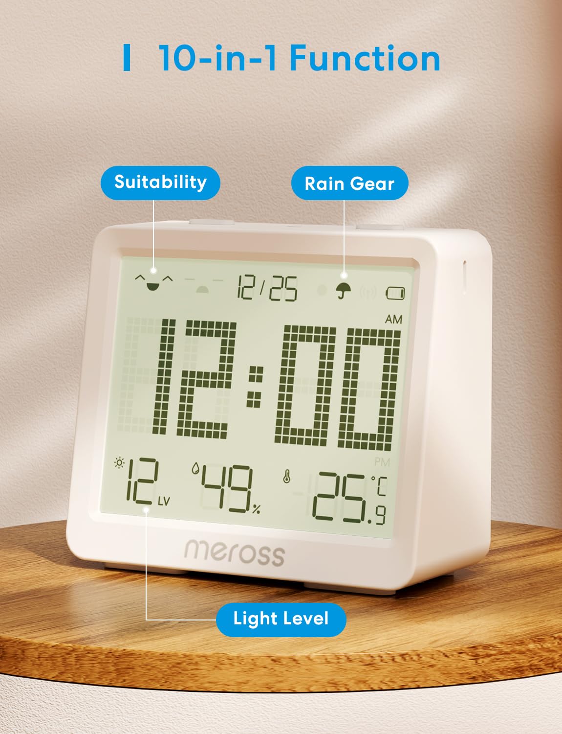 Meross 10-in-1 mattes Hygrometer-Innenthermometer, WLAN-Thermometer mit Taupunkt/VPD, intelligenter LCD-Temperatursensor und mattem Hub, kompatibel mit Apple HomeKit, Home Assistant, Alexa, Google Home – Bild 4