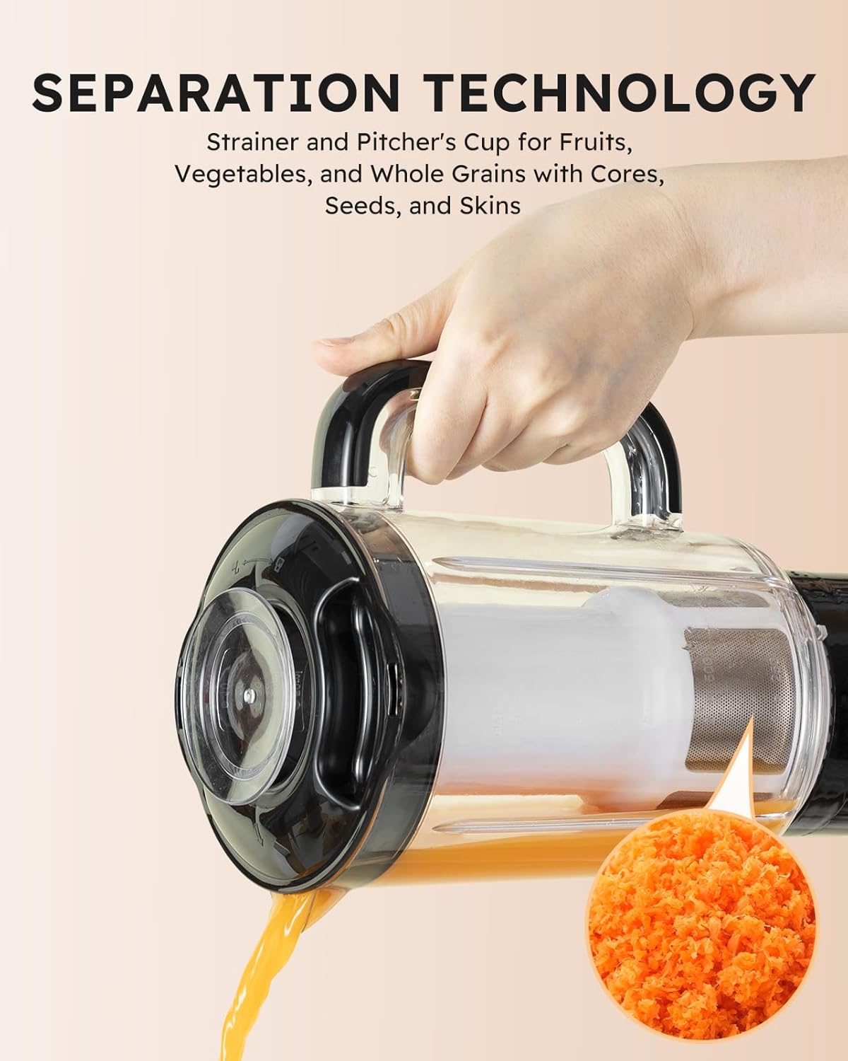 Sangcon 5-in-1-Standmixer und Smoothie-Maker, 500 W für Shakes und Smoothies aus Fleisch, gehacktem Fleisch, 3 Geschwindigkeitsstufen mit Pulse-Funktion, 40 oz Glas und 17 oz mit Deckel aus Edelstahl – Bild 6