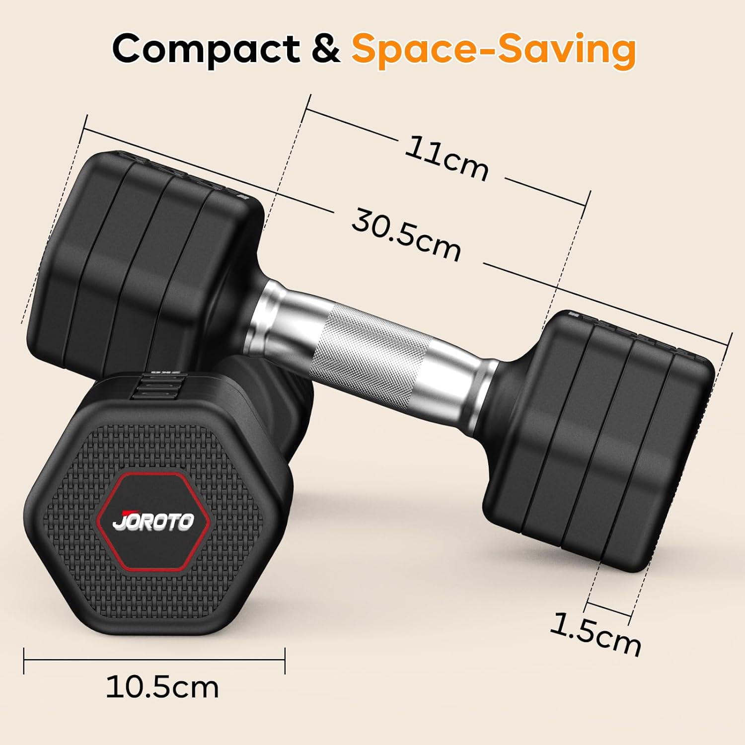 JOROTO Hanteln Set, 4-in-1 verstellbare Hanteln, 2er-Set, 2-5 kg, mit verchromtem rutschfestem Griff, geeignet für Männer und Frauen, für Krafttraining, Fitness und Heimtraining (schwarz) – Bild 8