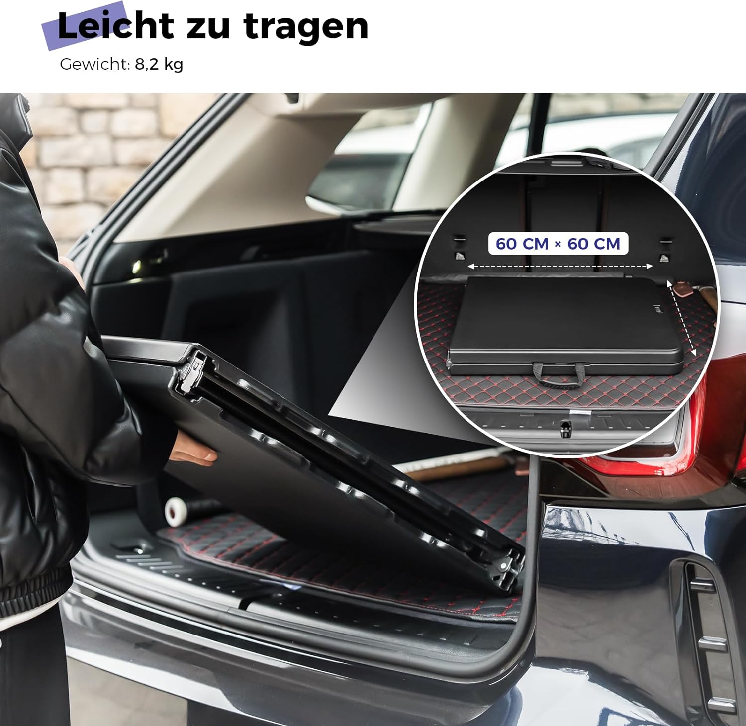 Byliable Klapptisch 120 cm, tragbar, höhenverstellbar, Campingtisch, Gartentisch, Esstisch, Partytisch, klappbar, für draußen und drinnen, Schwarz – Bild 6