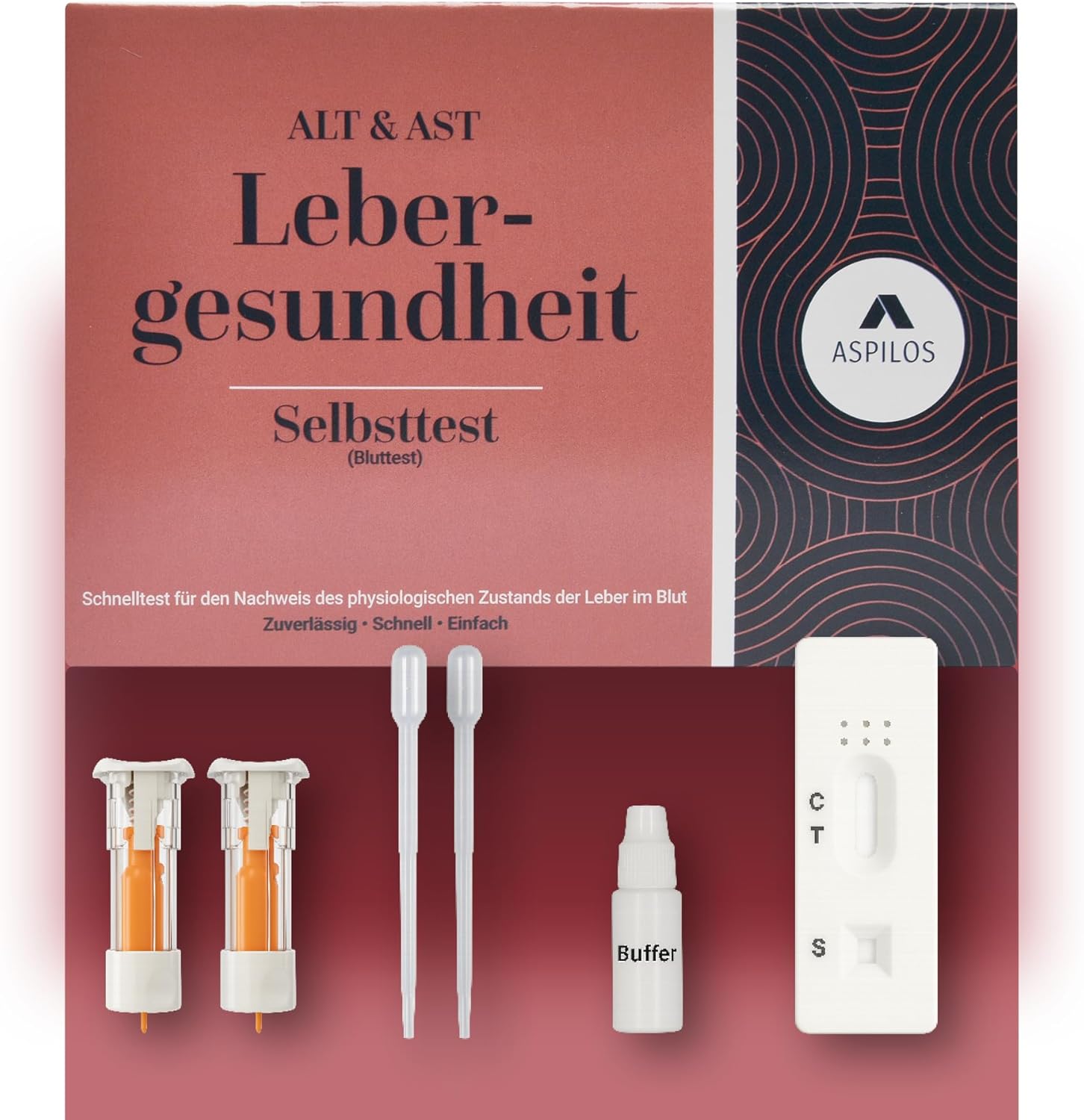 ASPILOS Lebergesundheit (AST & ALT) Selbsttest – Schnelle Ergebnisse für zu Hause – Zuverlässig & Präzise – Medizinische Tests in Laborqualität
