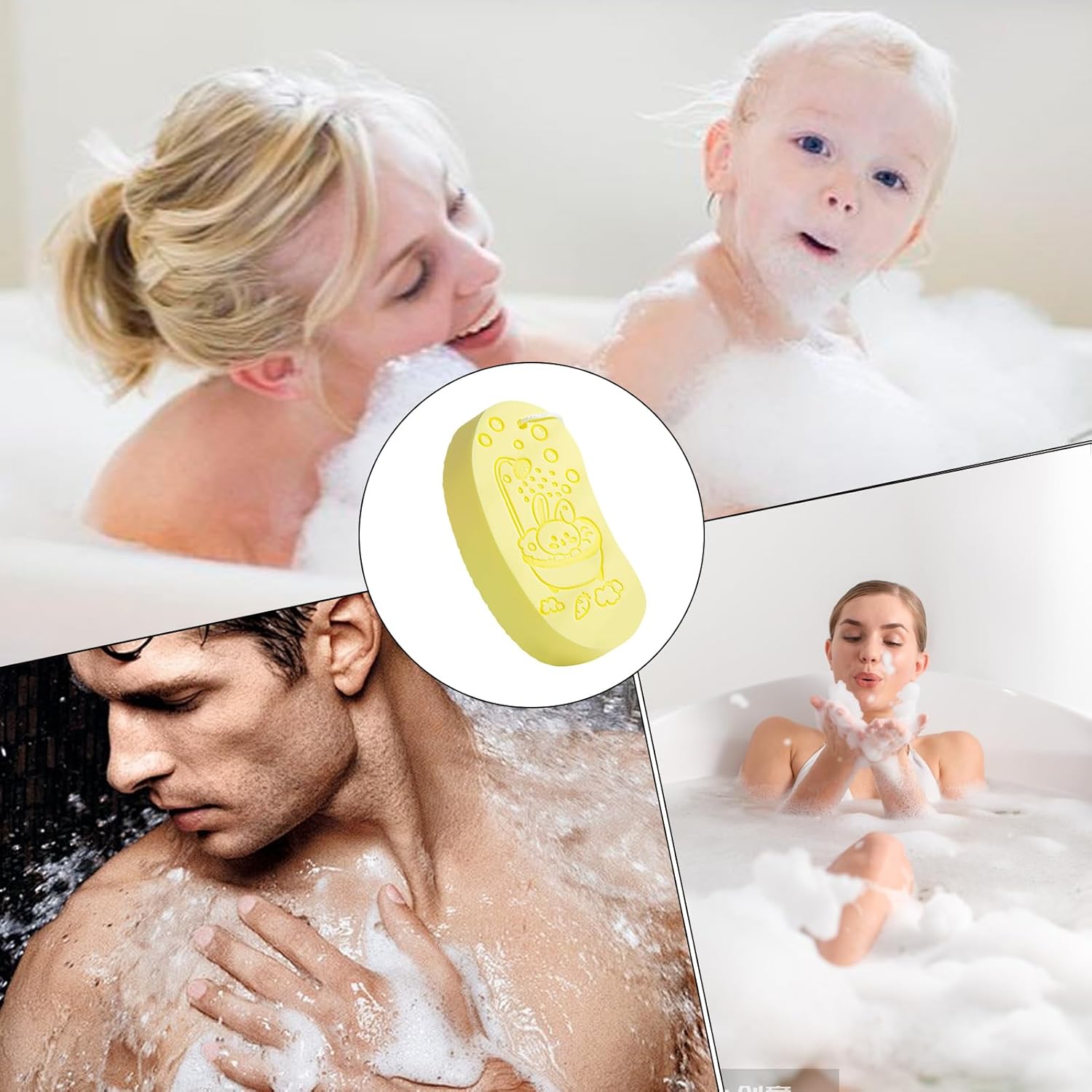 Badeschwämme für die Dusche, Körperpeeling mit , wiederverwendbares Scheuerwerkzeug für empfindliche Haut von Kindern und Erwachsenen – Bild 4