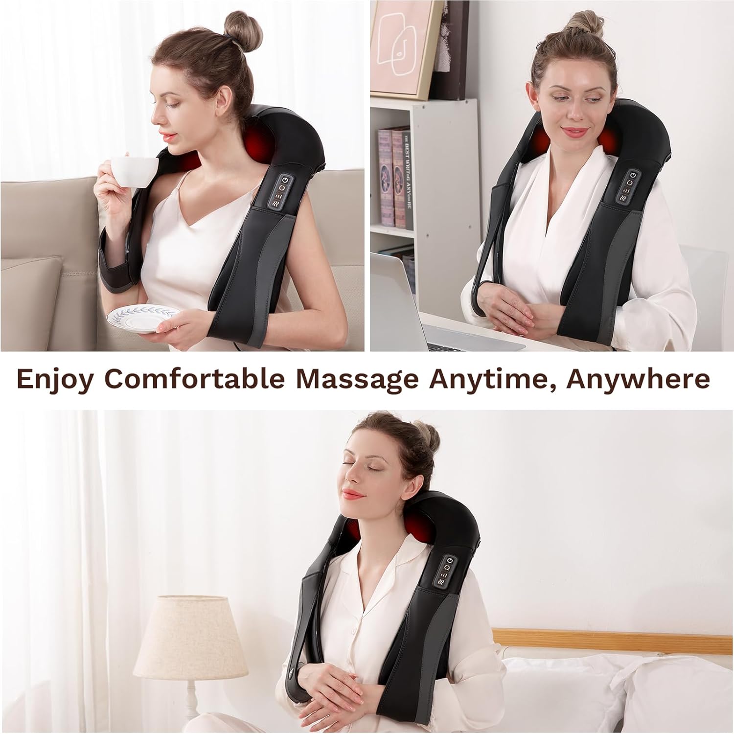Nackenmassagegerät Schulter mit Wärme, elektrisches Rückenmassagegerät mit 3D-Rotationsmassage und einstellbaren Geschwindigkeiten für das Home Office – Bild 8