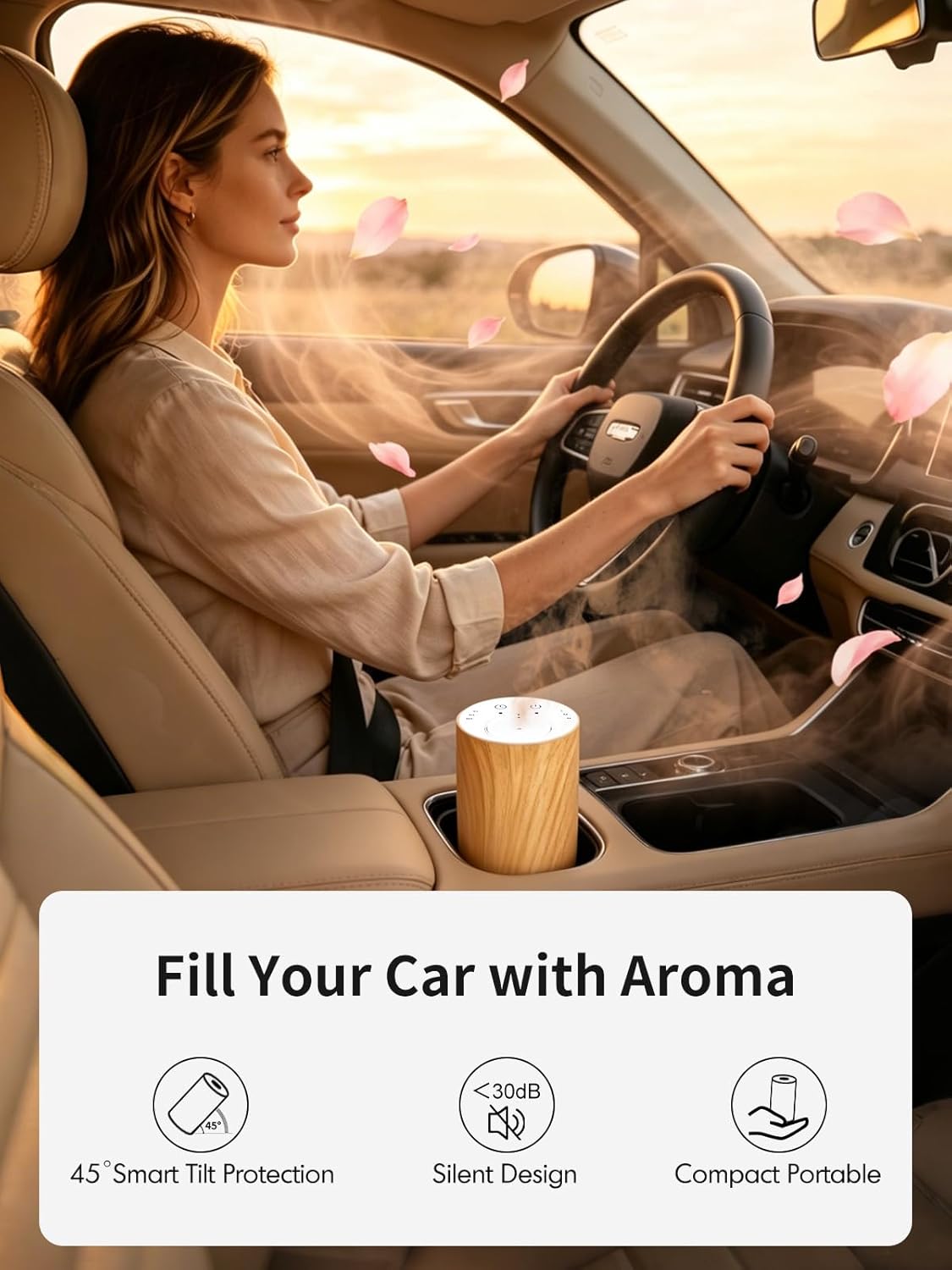 Aroma Diffuser Wasserloser für ätherische Öle: Elektrisch, Kabellos und USB-C Aufladbar – Mobiler Raumduft Diffusor fürs Auto und Zuhause mit Timer-Funktion & 3 Gängen für Aromatherapie Holz-Optik – Bild 9