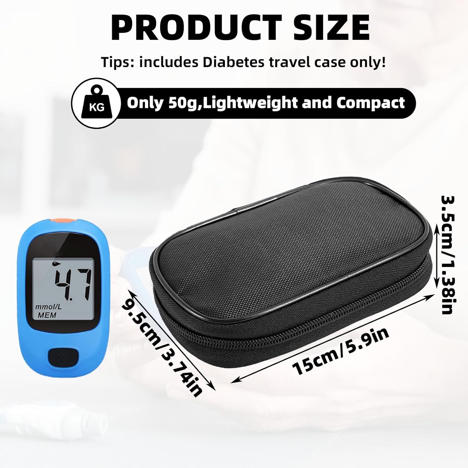 Diabetikertasche für Blutzuckermessgerät & Insulinstift – Organizer für Diabetes-Zubehör, Teststreifen, Lanzetten & Medikamente – Kompakte Reisetasche & Etui für Diabetiker, Schwarz – Bild 2