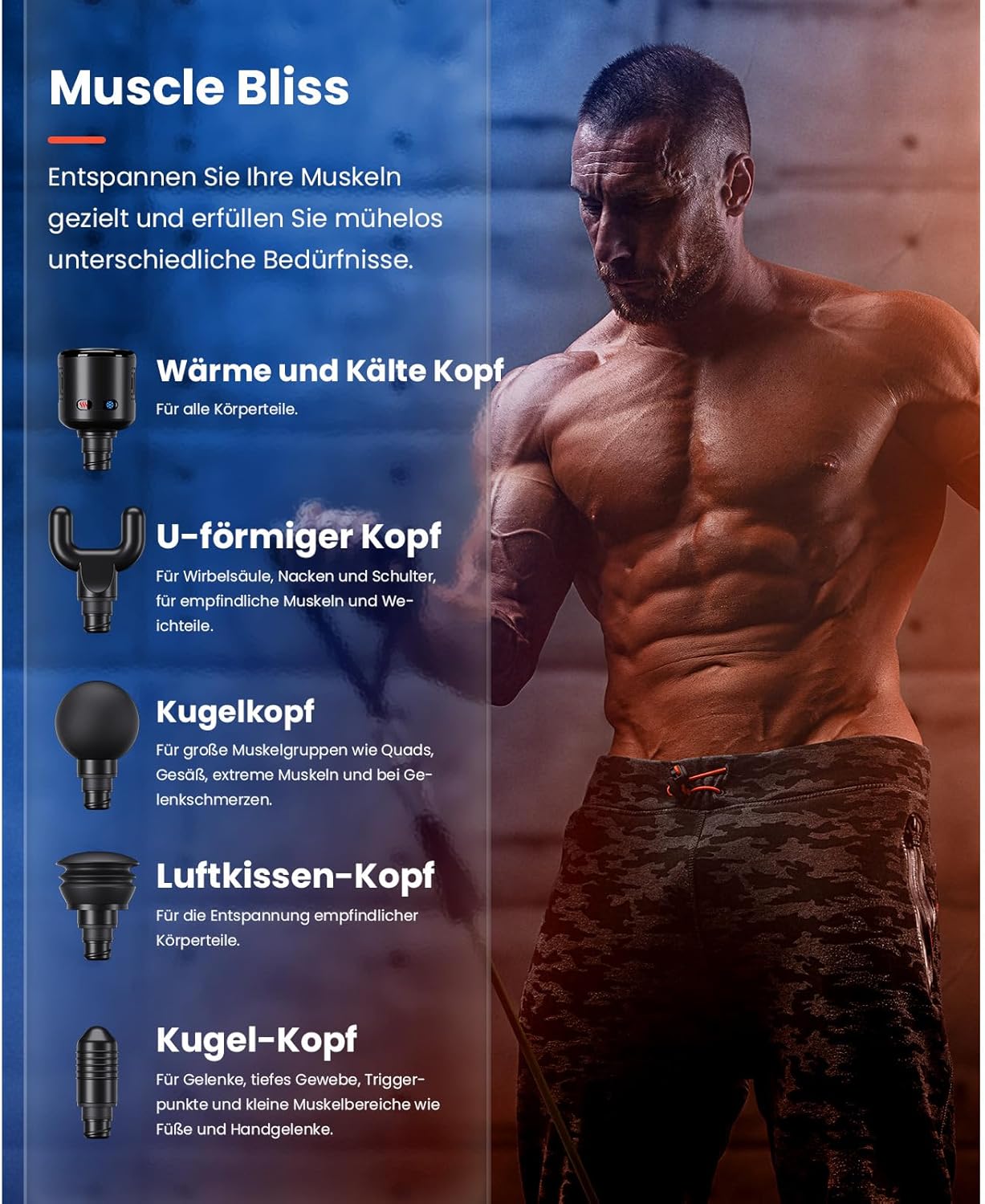 Massagepistole mit Wärme und Kältetherapie, Bob and Brad C2 Pro Tiefengewebsmassagegerät mit Wärme, Professionelles Elektrisches Massagegerät für Zuhause, Fitnessstudio, Erholung, Schmerzlinderung – Bild 8