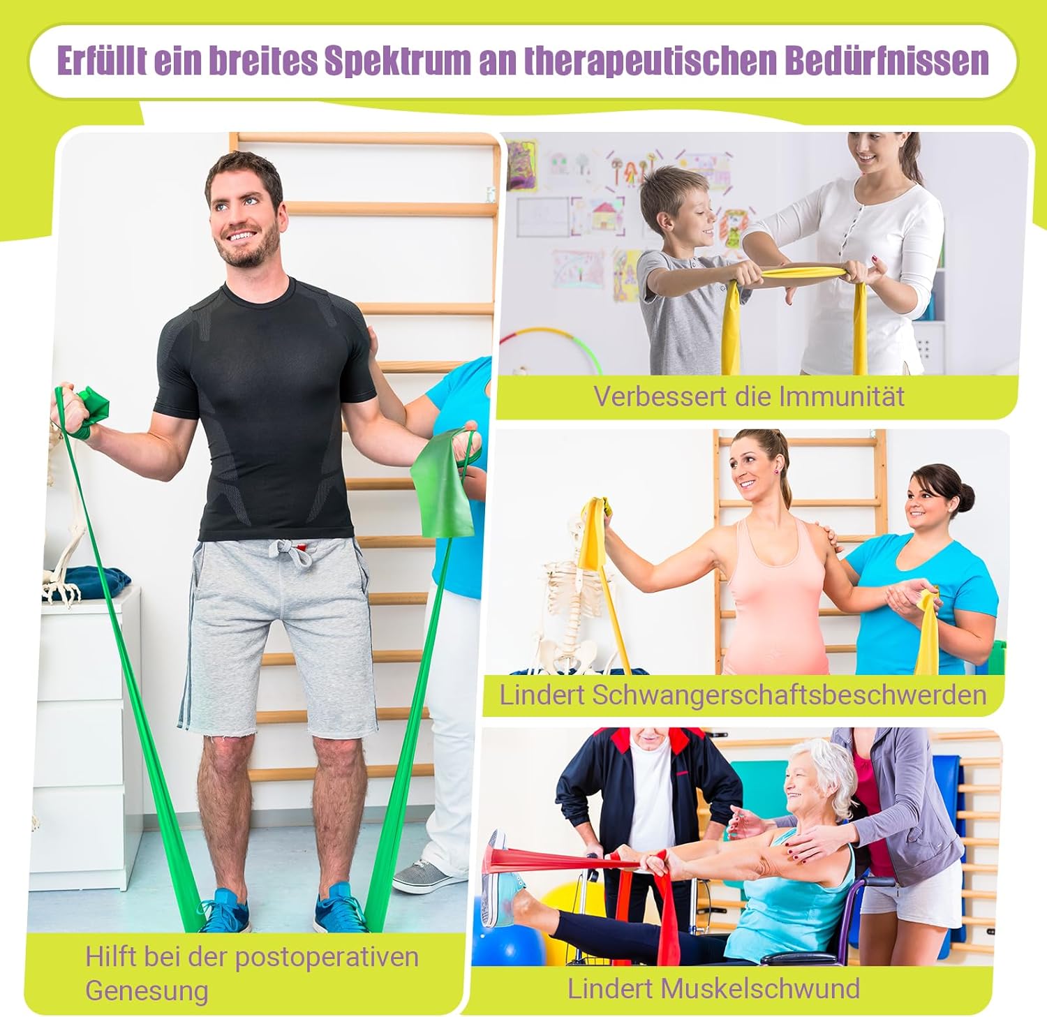 GYMERK Fitnessbänder 3er Set, 1,8 m Übungsband mit 3 Widerstandsstufen, Fitnessband mit Türanker, Tragetasche und Übungsanleitung, ideal für Yoga, – Bild 5