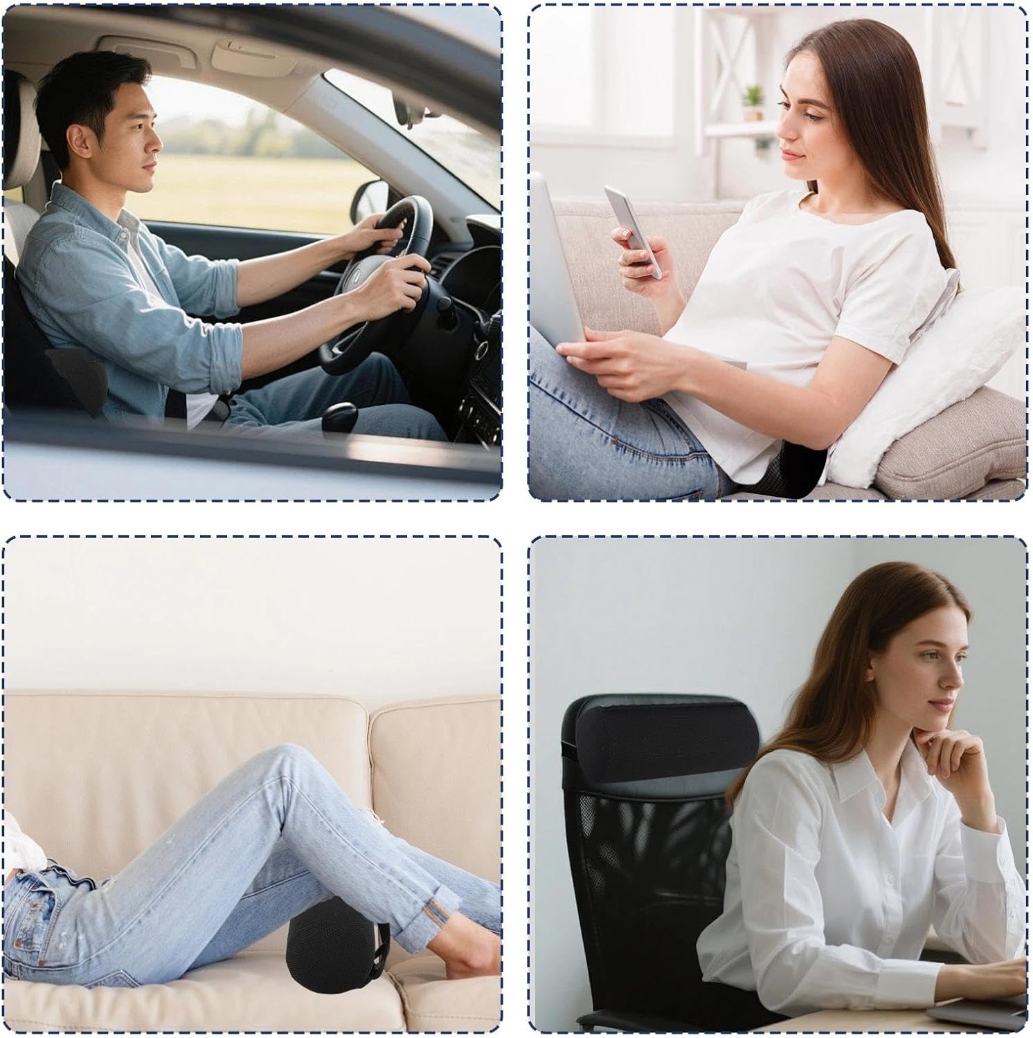 11-Zoll-Lendenkissen mit Memory-Schaum, verstellbares Rückenstützkissen, abnehmbares Gummiband und waschbarer Bezug, Lendenkissen für Auto, Bürostuhl, Reisen und Arbeit – Bild 7