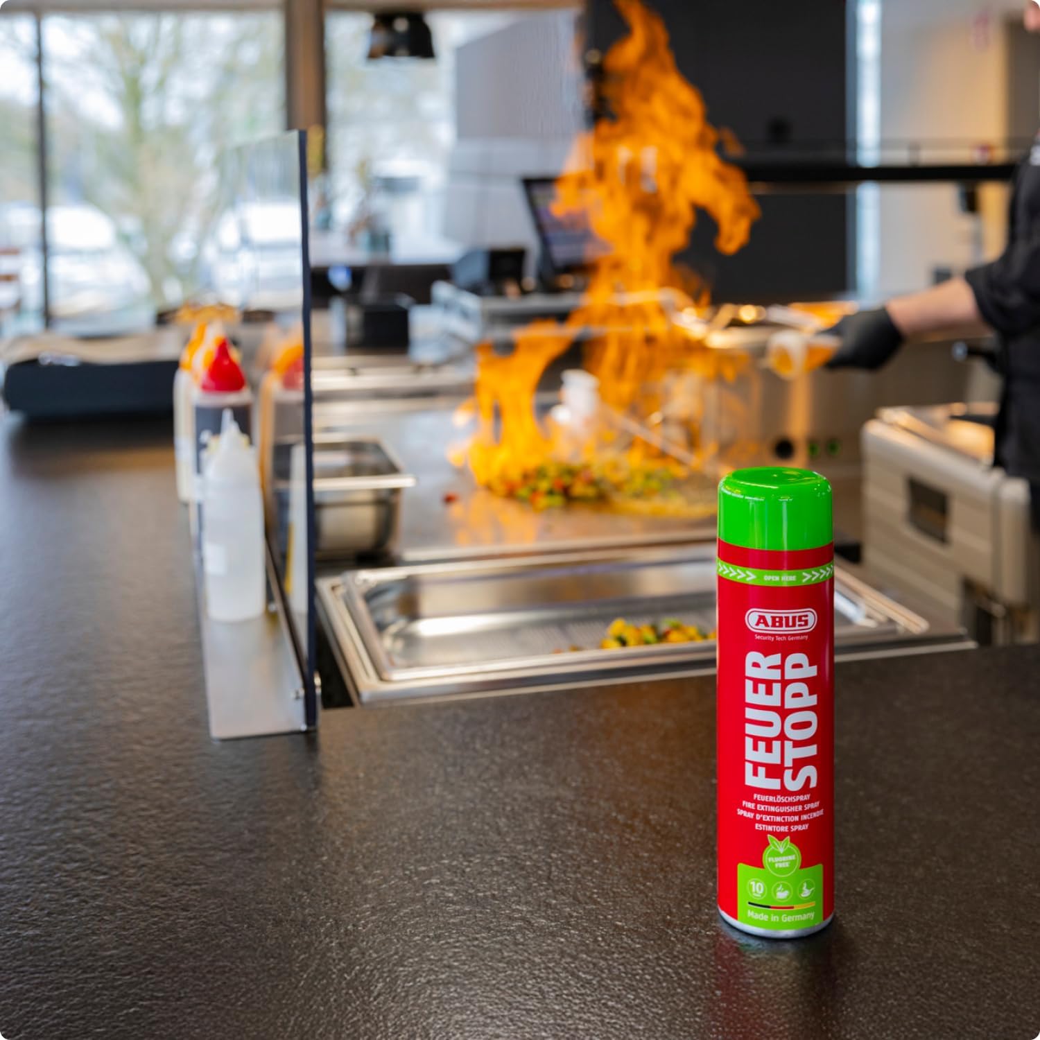 ABUS Feuerlöscher-Spray Fire Stop AFS625 fluorfrei – handlicher Feuerlöscher gegen Brandklassen 5A und 5F – langlebig – hergestellt in Deutschland – für Haushalt, Küche, Wohnmobil und Grill – Bild 6