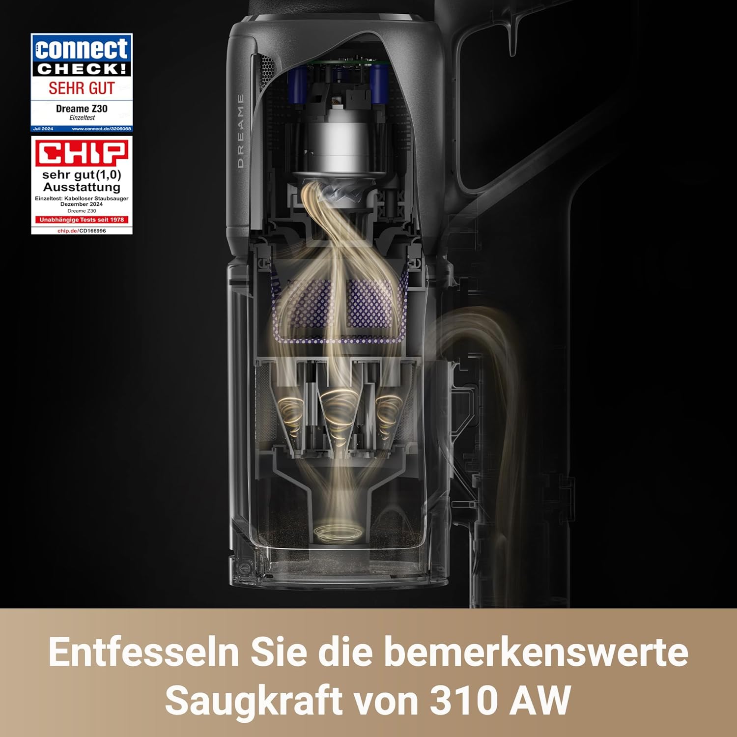 dreame Z30 Akku-Bodenstaubsauger, 28.000 PA/310 AW Saugleistung, 90 Min. maximale Reinigungszeit, Stauberkennungstechnologie, Tierhaarentfernungswerkzeug, Saugleistung für mehrere Oberflächen, Schmutzerkennung – Bild 2