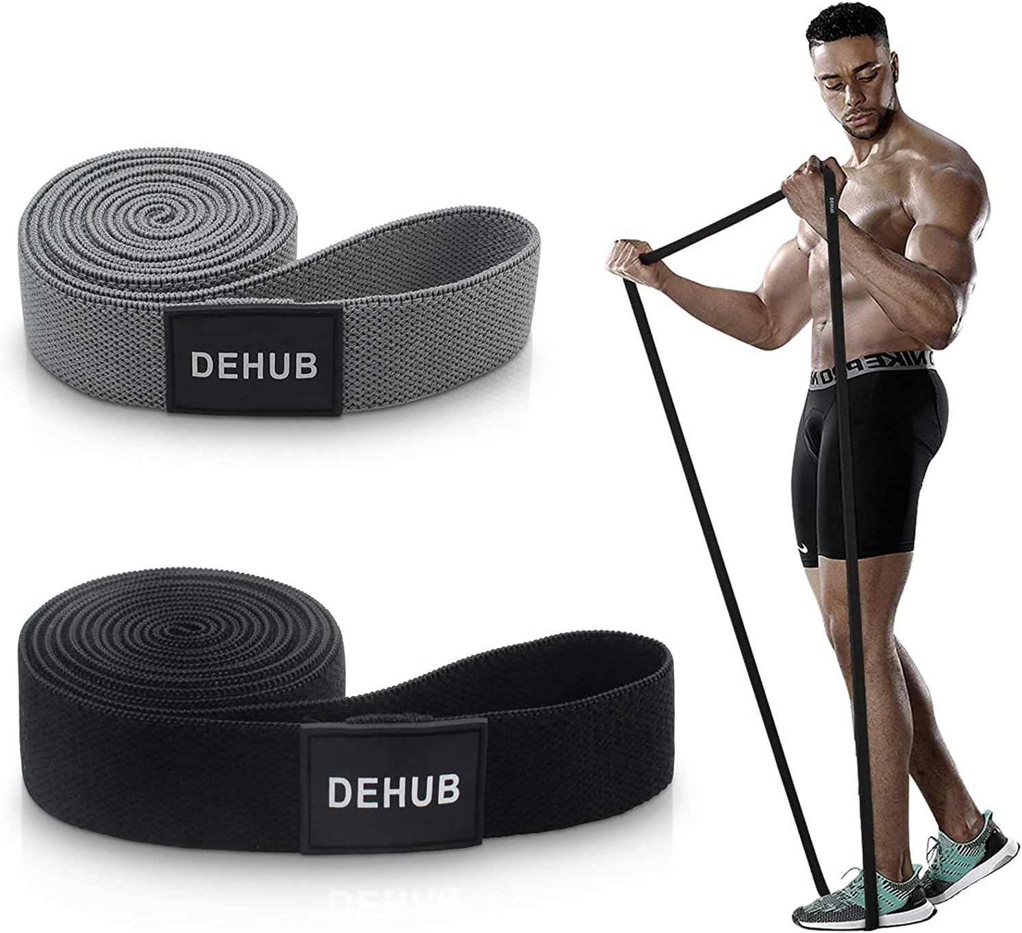 Widerstandsbänder Set, Sport elastisches Klimmzugband, Gymnastikband, Gummibänder, Fitnessbänder für Krafttraining, Bodybuilding, Yoga, Heimfitness, grau/schwarz