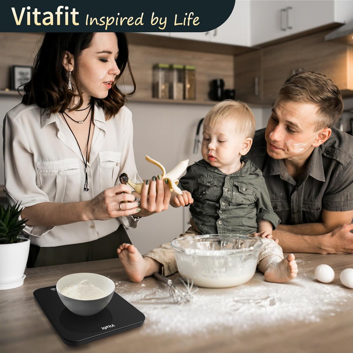 Vitafit 15 kg digitale Küchenwaage mit hoher Präzision 1 g, Waage professionelle Fabrik seit 2001, digitale Waage zum Kochen und Backen, Buchstabenwaage mit LED, 3 AAA-Batterien, Spray Silber Schwarz – Bild 7