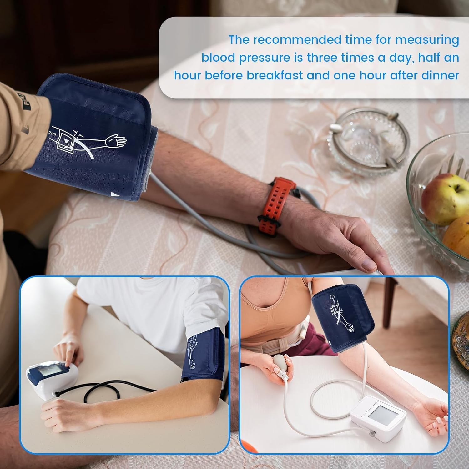 Blutdruckmanschette für Maschine, 22–42cm mittlere Blutdruckmessgeräte-Manschette mit 6 Universalanschlüssen, verstellbarer digitaler BP-Monitore, Ersatzgurt für Erwachsenen-Oberarm, BloodPressure Cuf – Bild 2