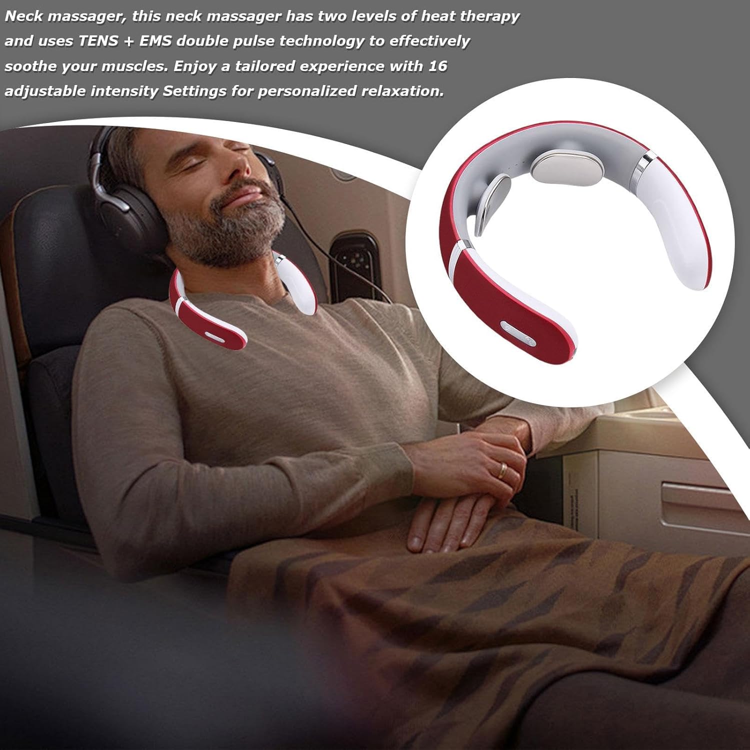Deep Tissue Nackenmassagegerät Kissen, Elektrisches Entspannungsgerät mit Elektrodenpads für Schultern & Beine – Bild 6