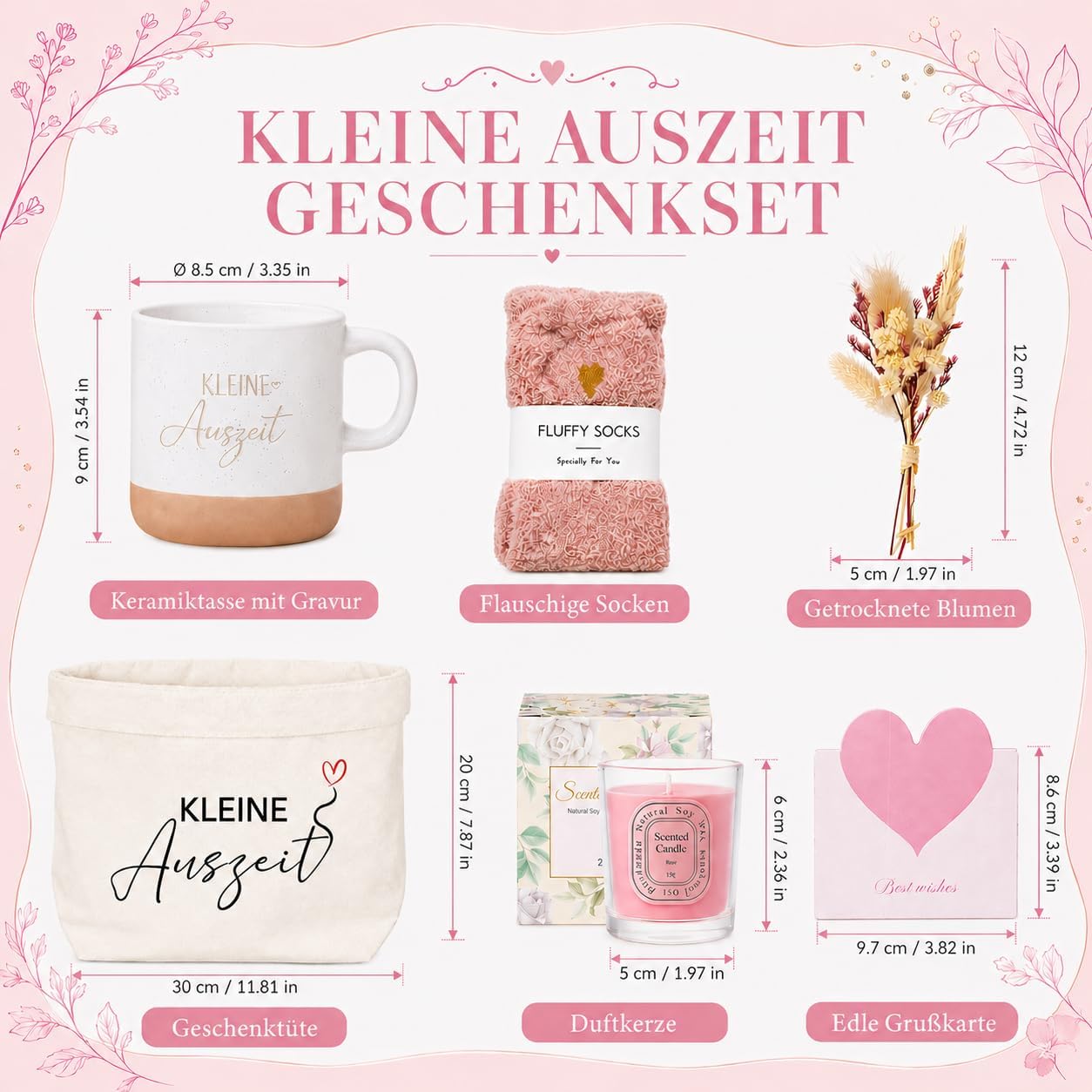 Geschenkset für Frauen – Kleines Auszeit-Wellness-Set, Selbstpflege-Geburtstagsgeschenk für Freundin, Kollegin, Schwester, Mama & Oma, Pink – Bild 2