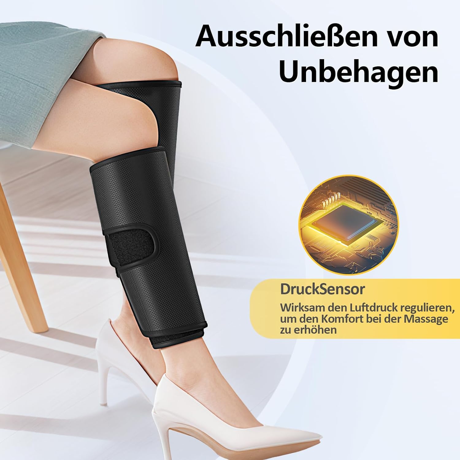 Comfytemp Kabelloses Beinmassagegerät (2 Stück), Luftkompressionsmassage mit Heizung für Beine, Waden, Unterschenkel, 45 x 33 cm, Massagegerät mit DIY, Steuerung per Knopfdruck und App, 2500 mAh Akku – Bild 5