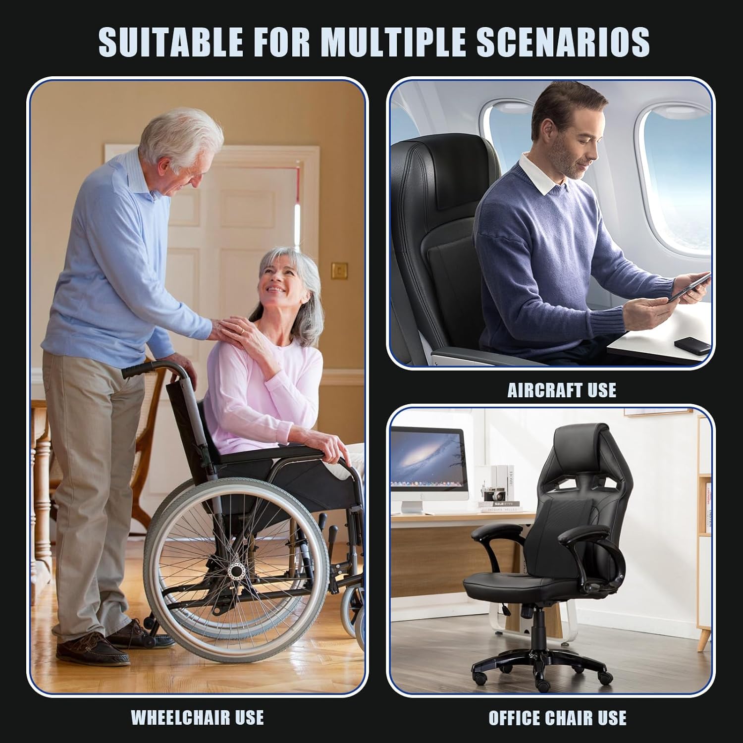 Mumjooyi Lendenkissen, Autokissen, Lendenwirbelstütze, ergonomisches Lendenwirbelstützkissen, verstellbare Lendenwirbelstütze, Lendenwirbelstütze, Lendenkissen, Auto-Rückenstützkissen für Auto, Zuhause, Büro, 42 x 35,5 x 9 – Bild 7