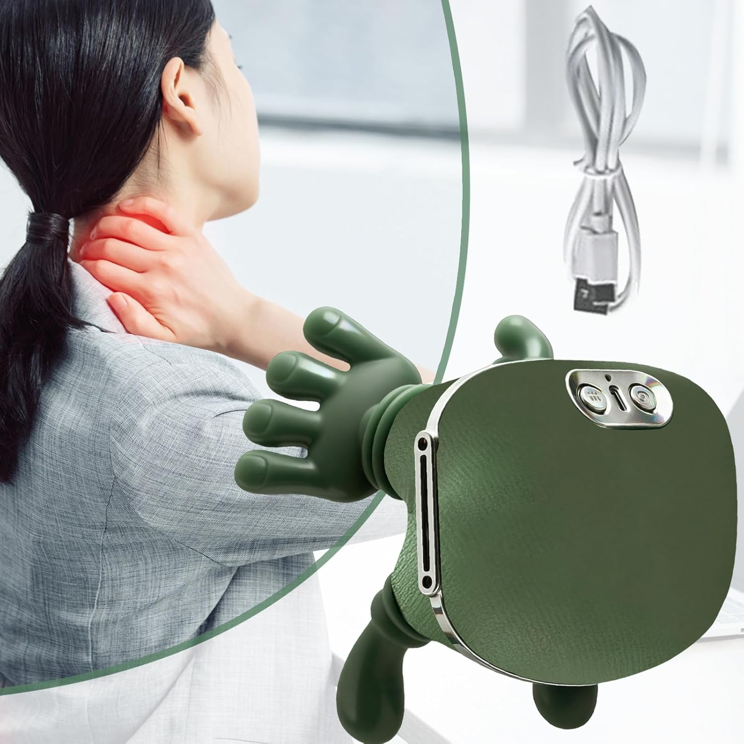 Nacken- und Schultermassagegerät – Tiefengewebsentspanner – Kabelloses Massagegerät mit 2 Wärmestufen – für Zuhause, Entspannung nach dem Training, Lernen, lange Autofahrten – Bild 3