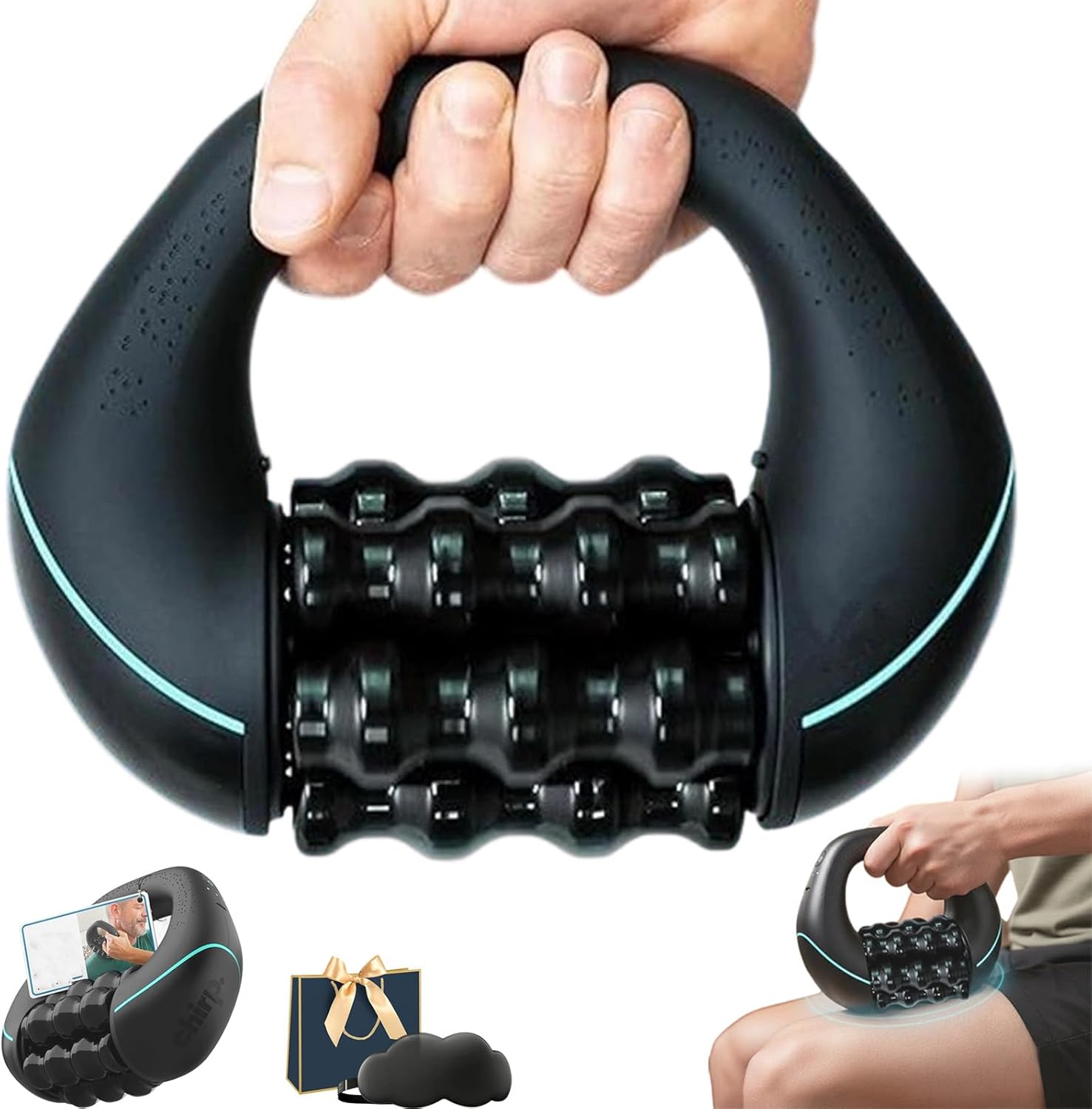 Elektrisches Handmassagegerät mit Rädern – Massagerolle, Tiefengewebsmassage, 3 Intensitätsstufen & wiederaufladbar für Muskelentspannung, ergonomischer Mehrfachgriff, Geschenkauswahl (B)