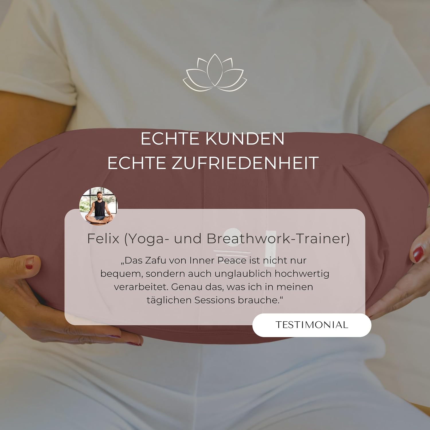 Innerer Frieden Zafu Meditationskissen | Yogakissen Bio-Dinkelfüllung | Yogakissen Halbmond | Hergestellt in Deutschland | Meditationskissen Halbmond | Waschbarer Bezug aus 100 % Bio-Baumwolle (Forest Berry) – Bild 7